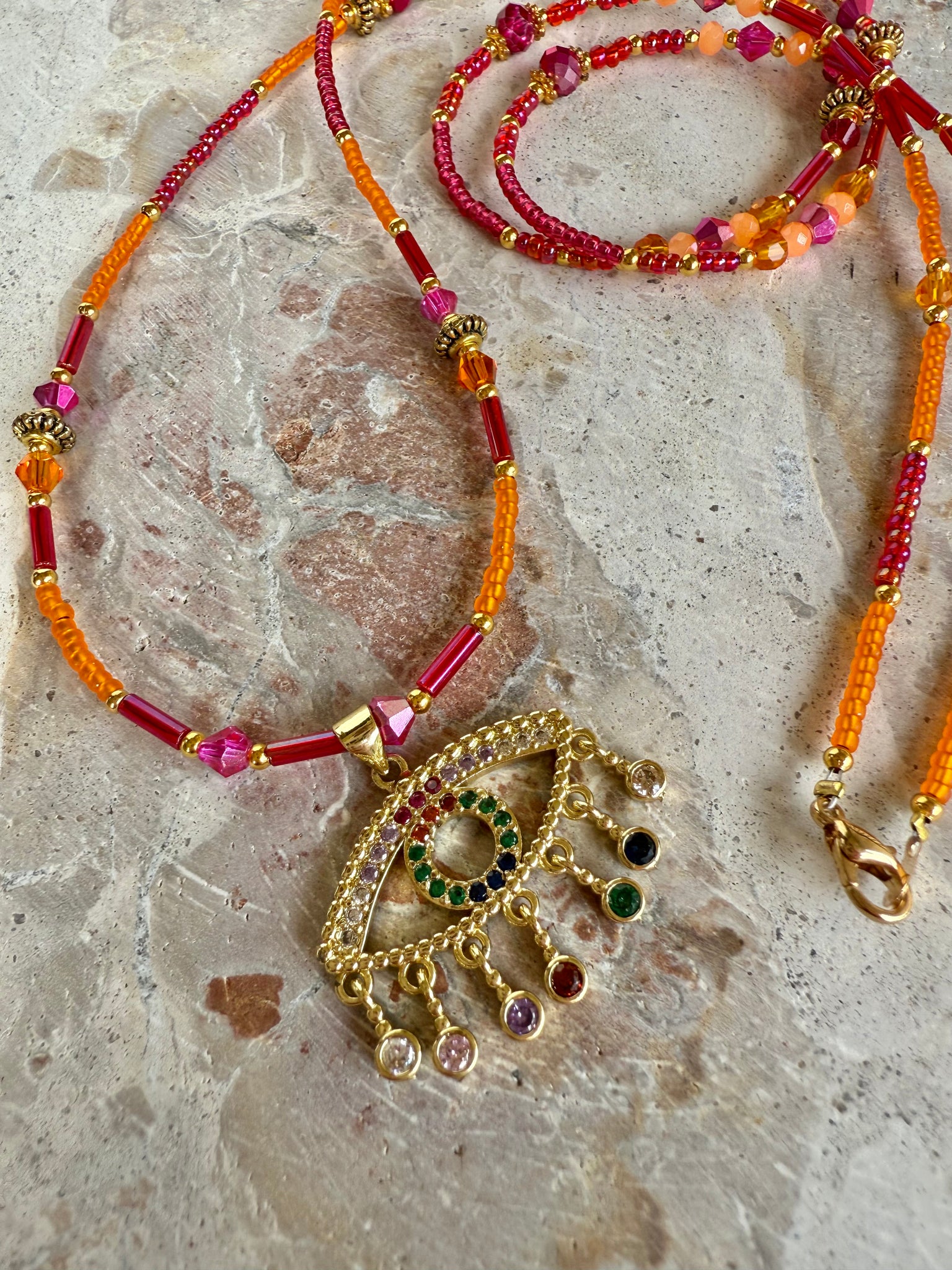 Evil Eye Seed Bead Necklace