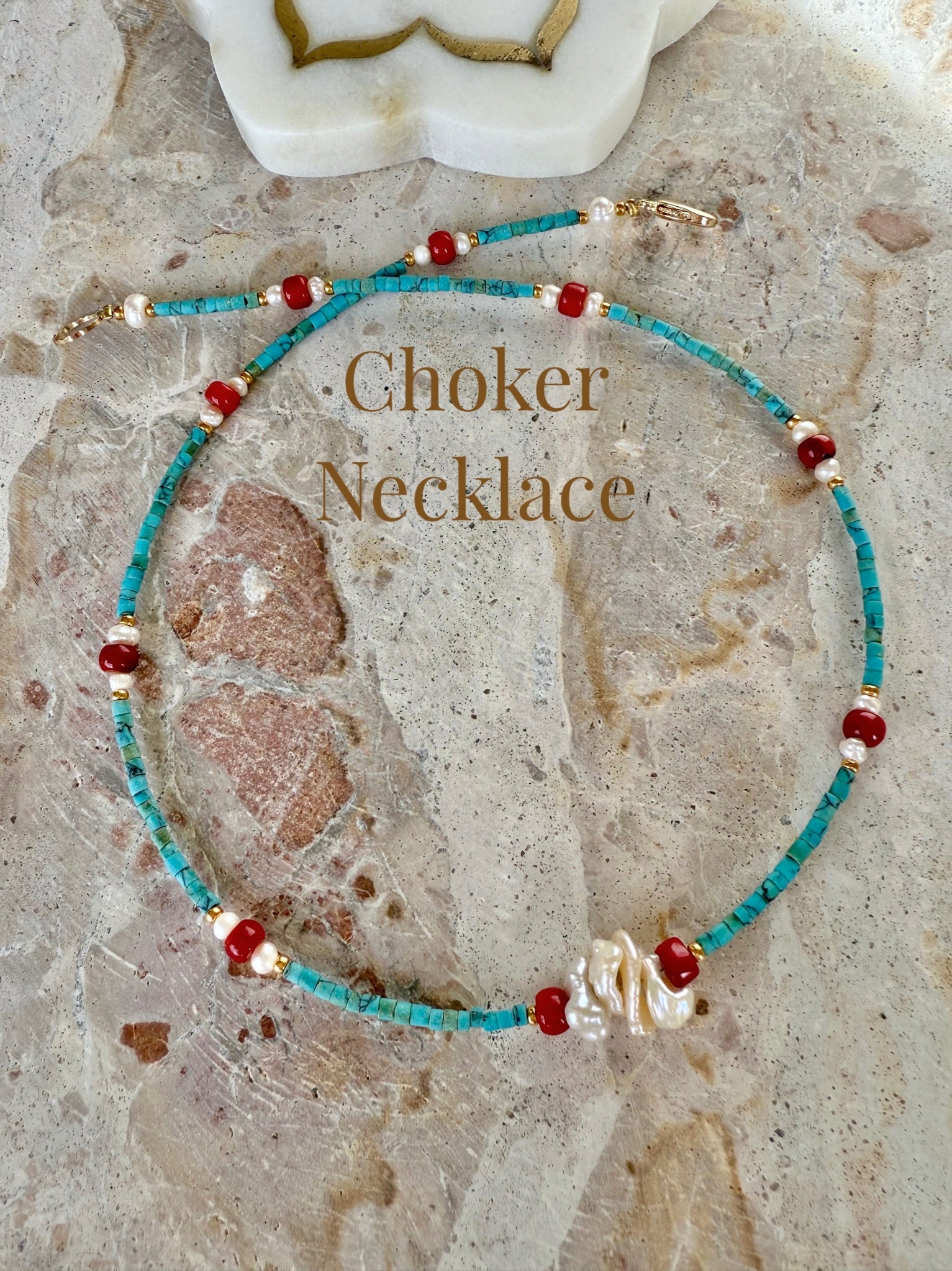 Heist Turquoise Stone Choker - Necklace