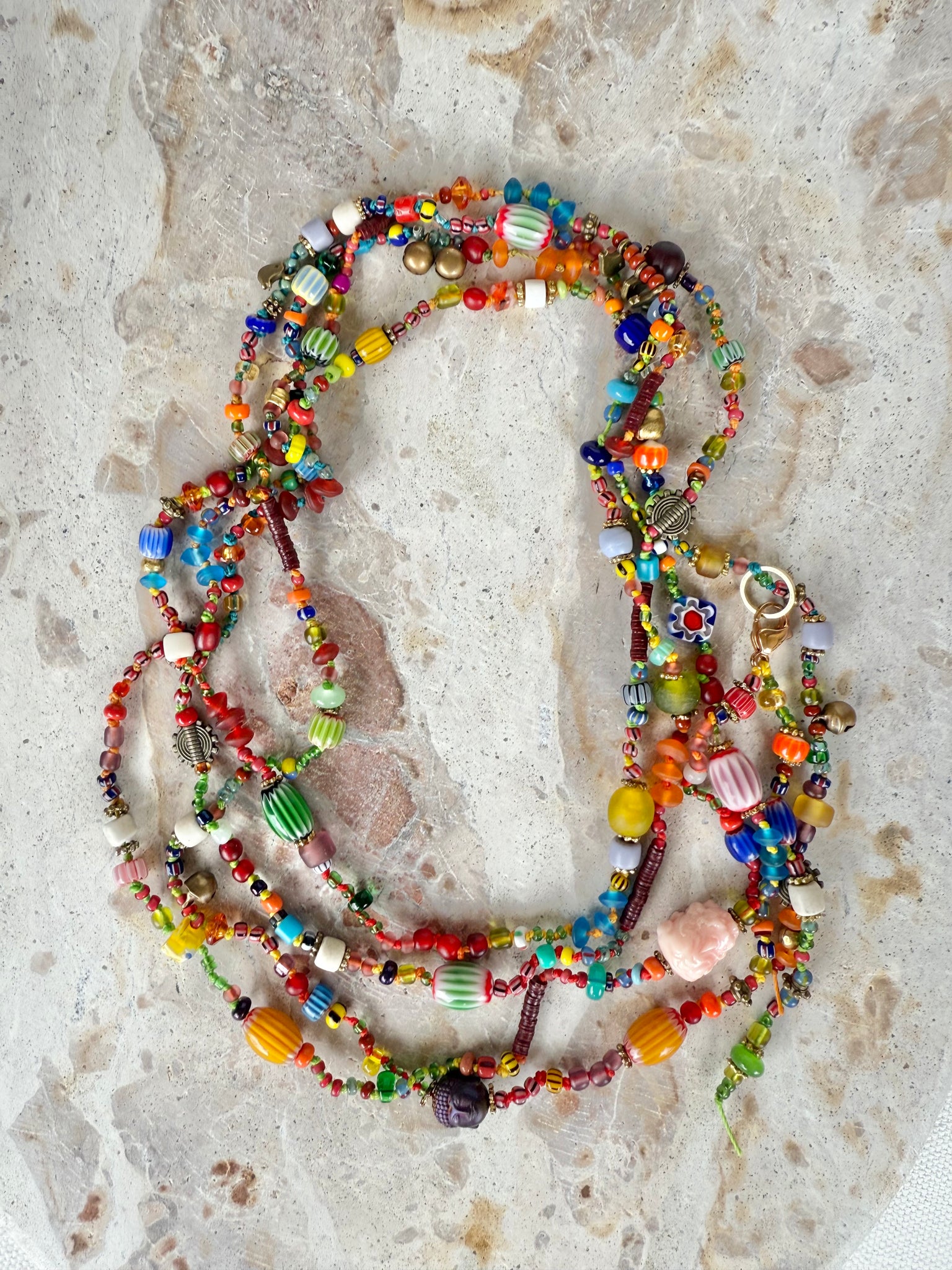 African Seed Bead Knotted Necklace