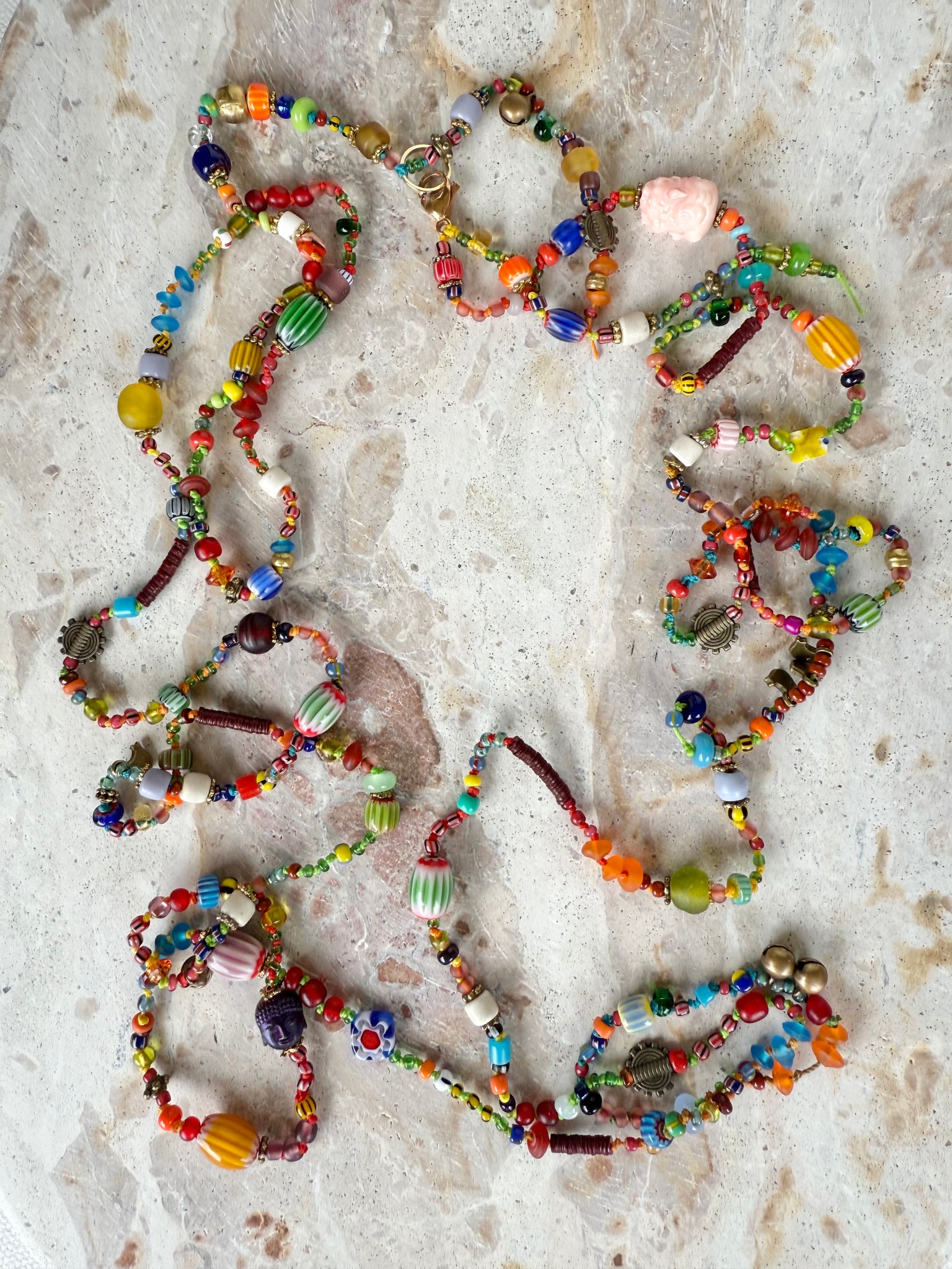 African Seed Bead Knotted Necklace