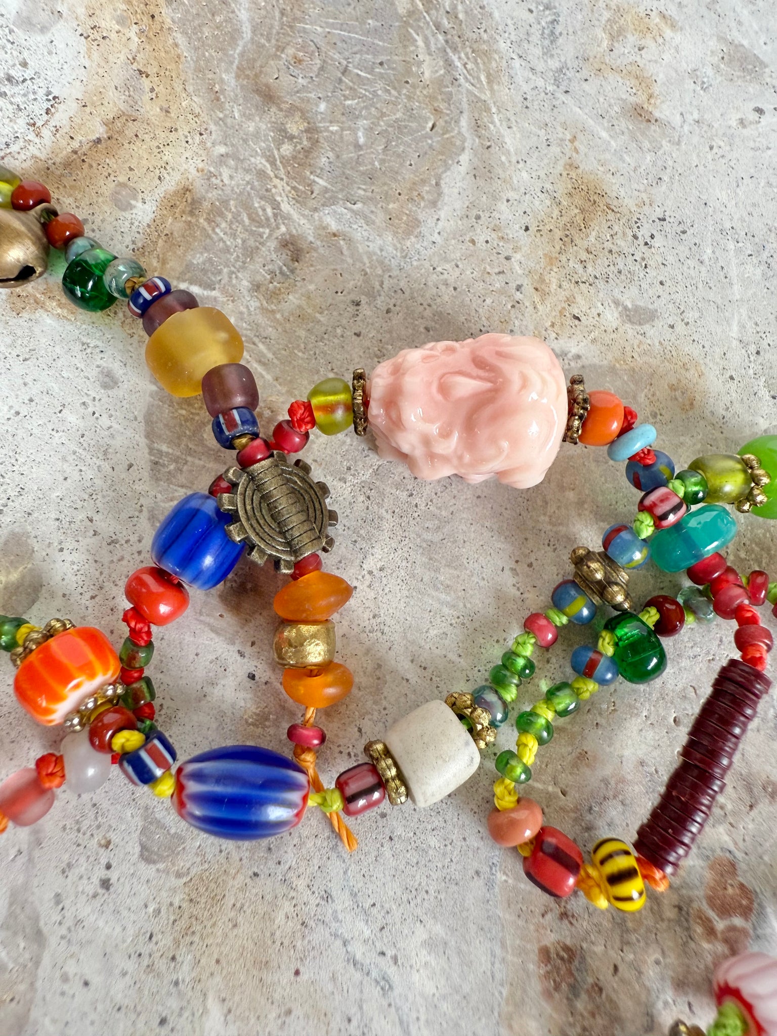 African Seed Bead Knotted Necklace