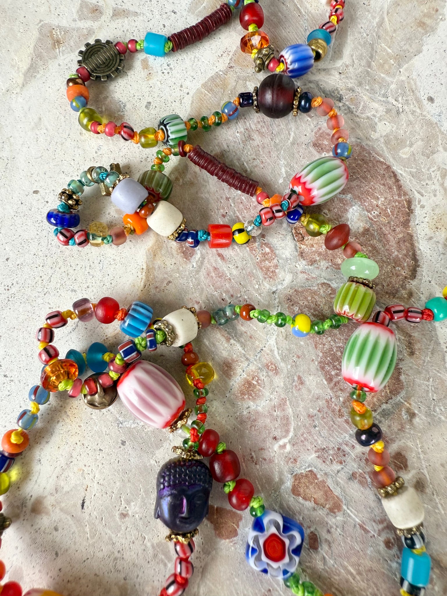 African Seed Bead Knotted Necklace