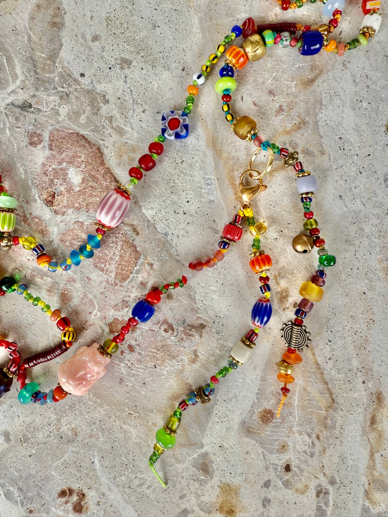 African Seed Bead Knotted Necklace
