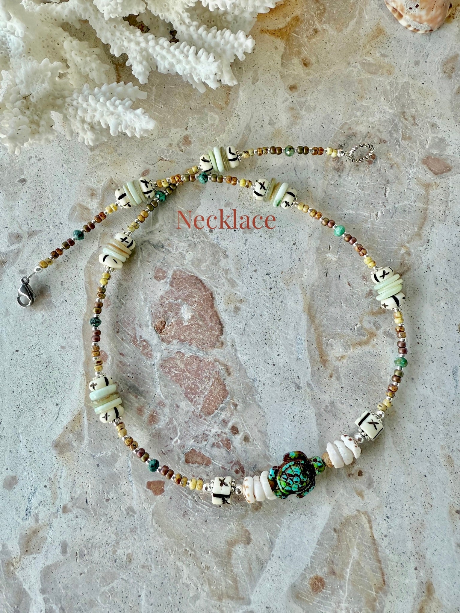 Turtle Islander Seed Bead Necklace