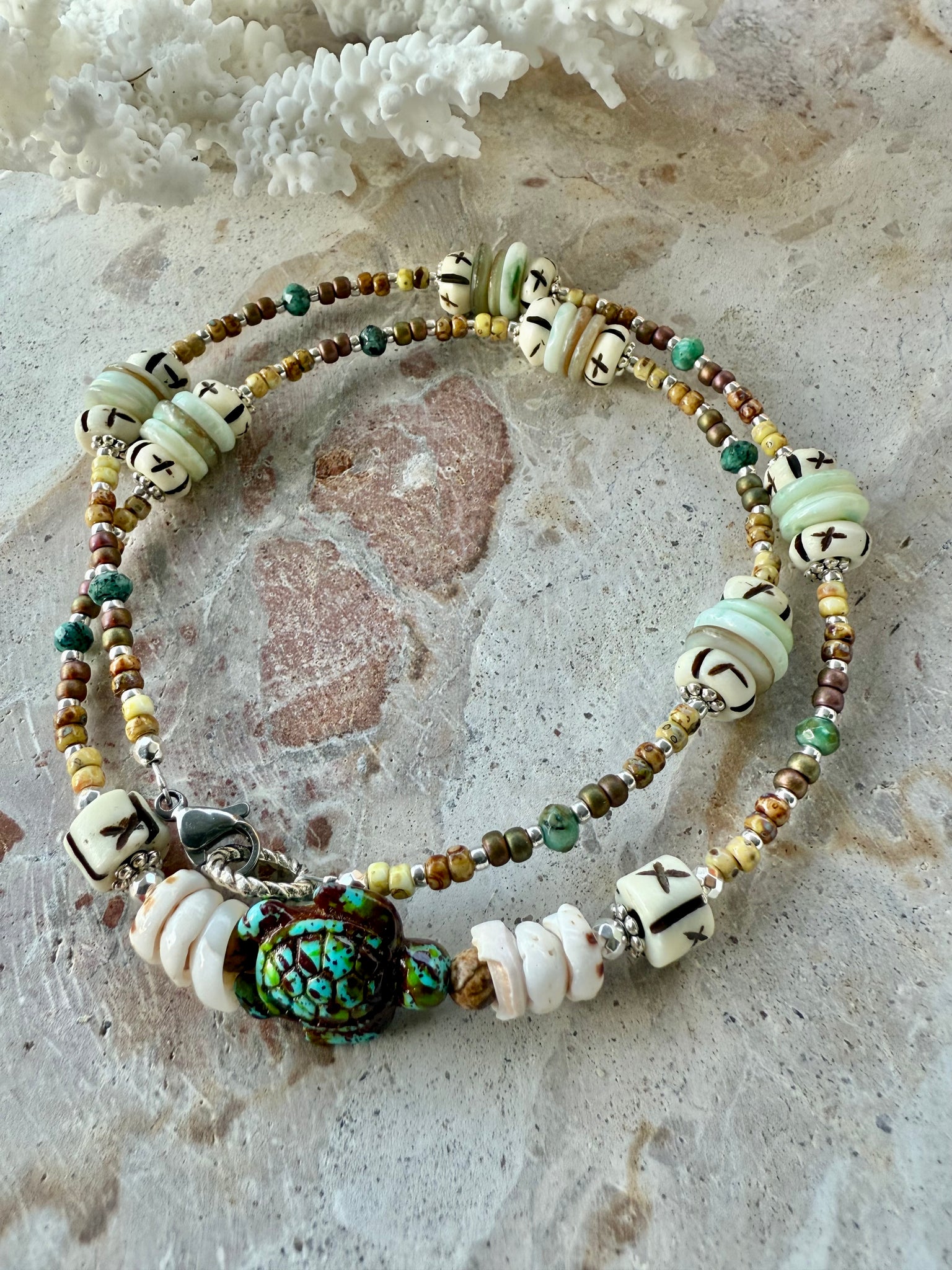 Turtle Islander Seed Bead Necklace
