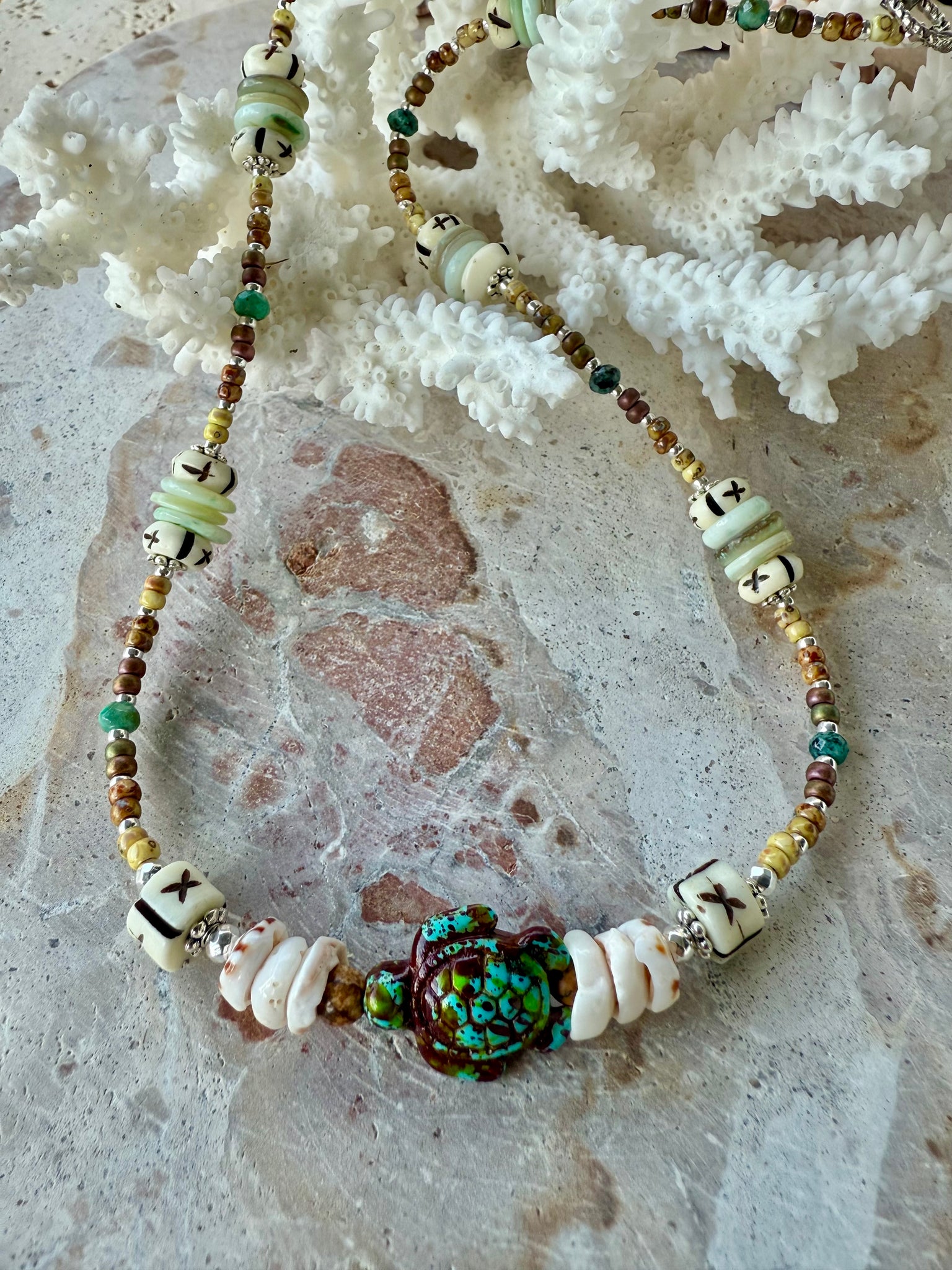 Turtle Islander Seed Bead Necklace