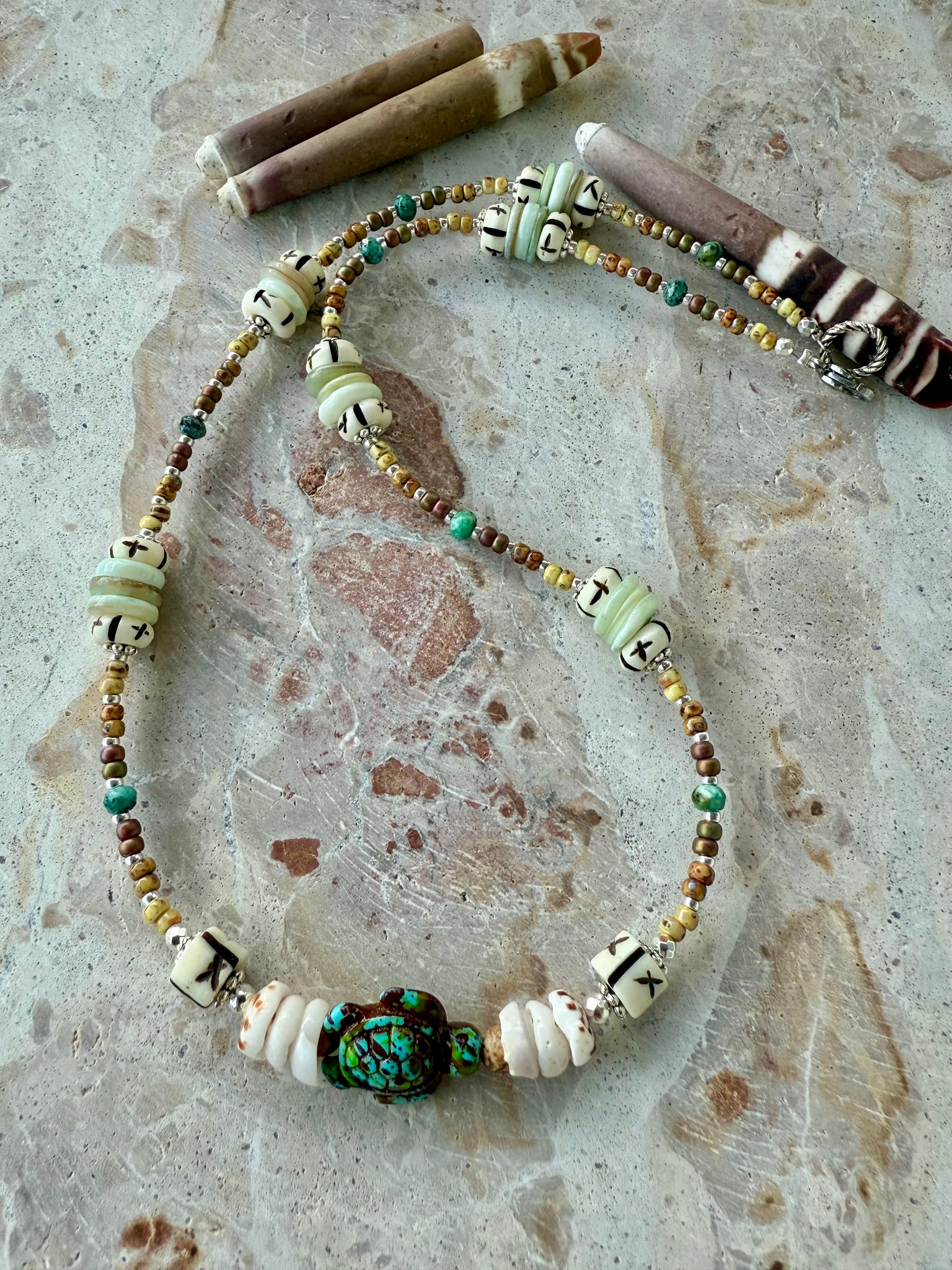 Turtle Islander Seed Bead Necklace