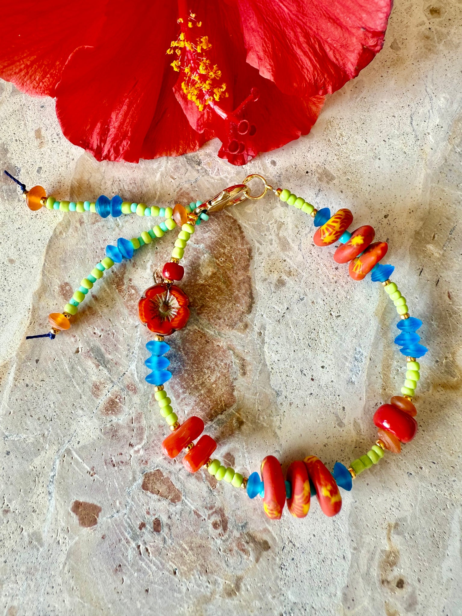 Flower Seed Bead Bracelet