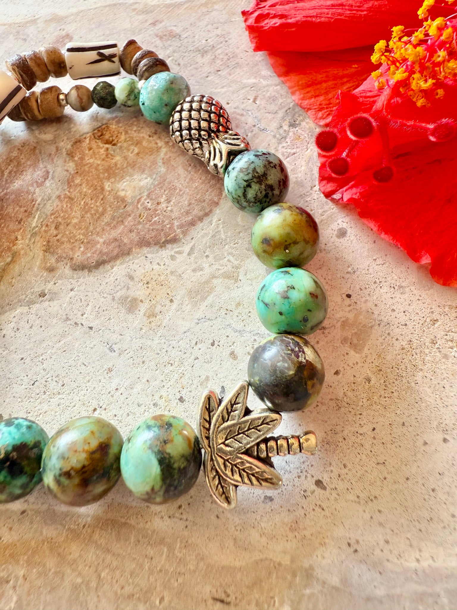 Boho Turquoise Shell Palm Bracelet