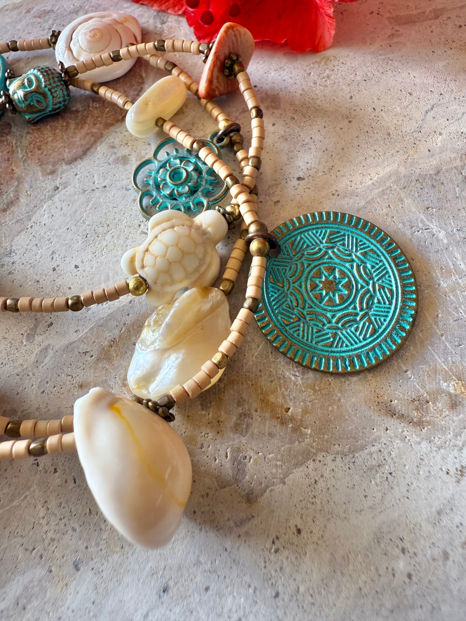 Shell Charm Boho Wrap Bracelet