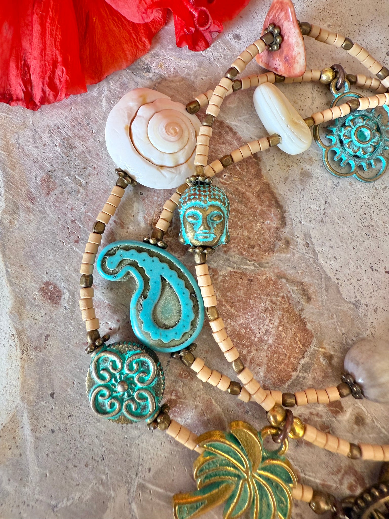 Shell Charm Boho Wrap Bracelet
