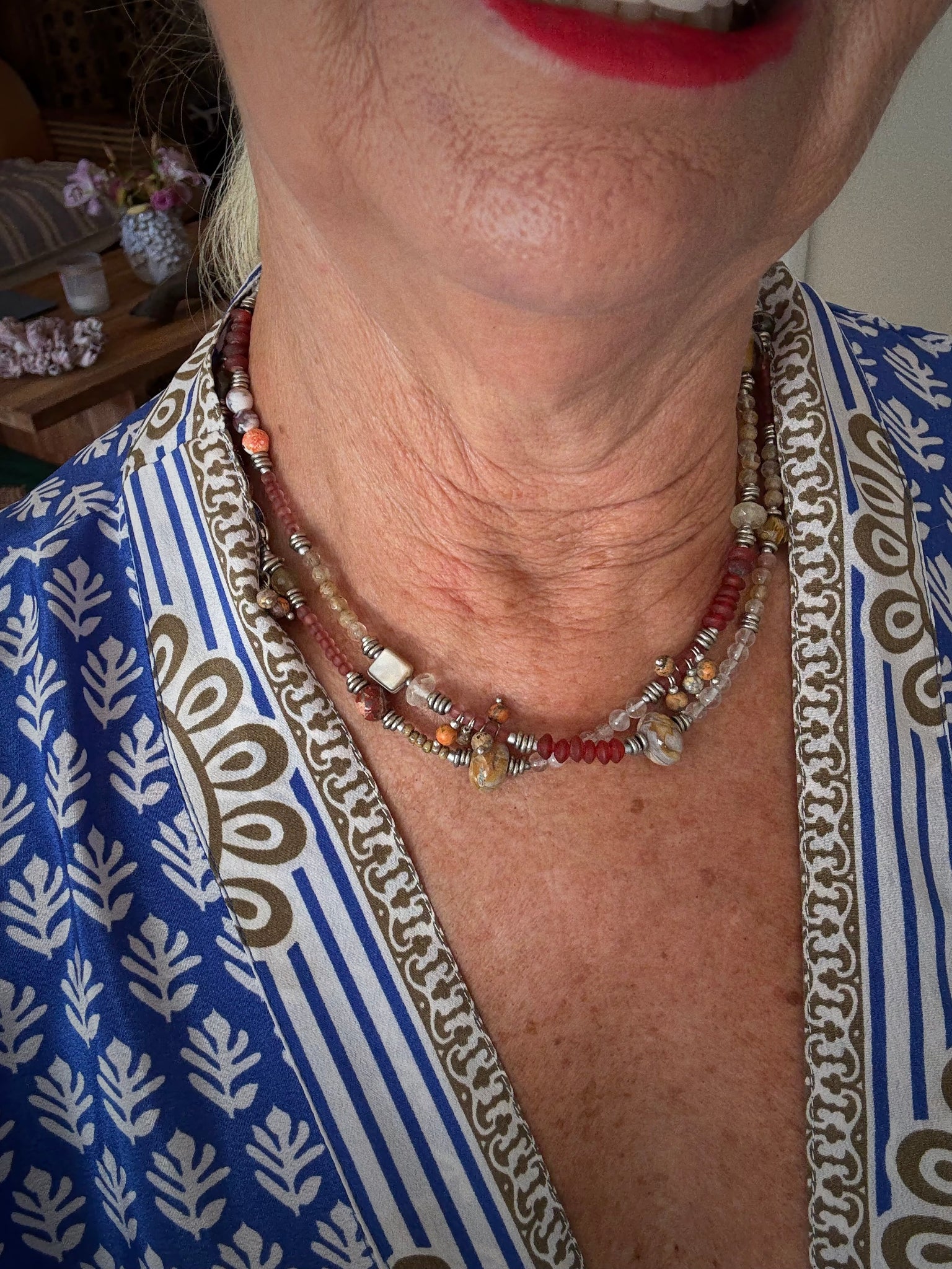 African Vintage Beaded Boho Bracelet - Necklace