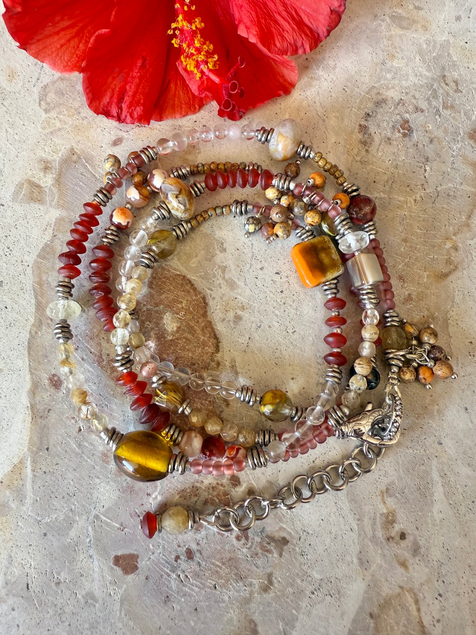African Vintage Beaded Boho Bracelet - Necklace