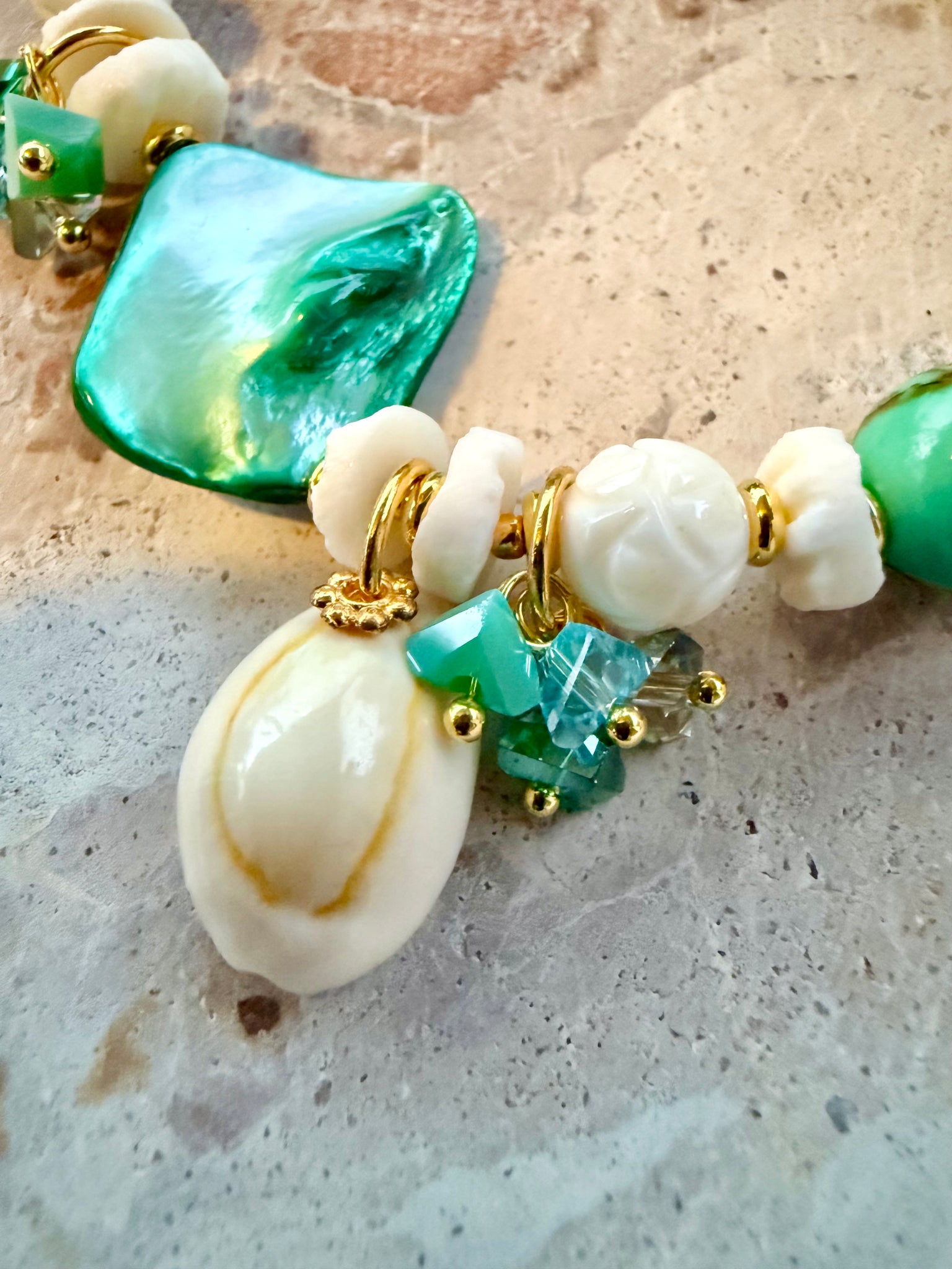 Seafoam Cowrie Shell Bracelet