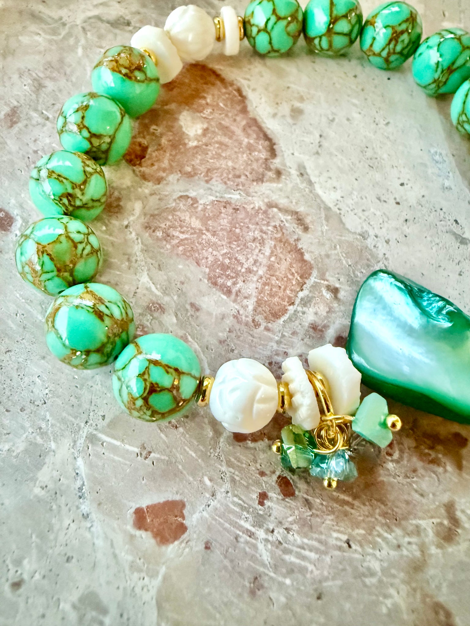 Seafoam Cowrie Shell Bracelet