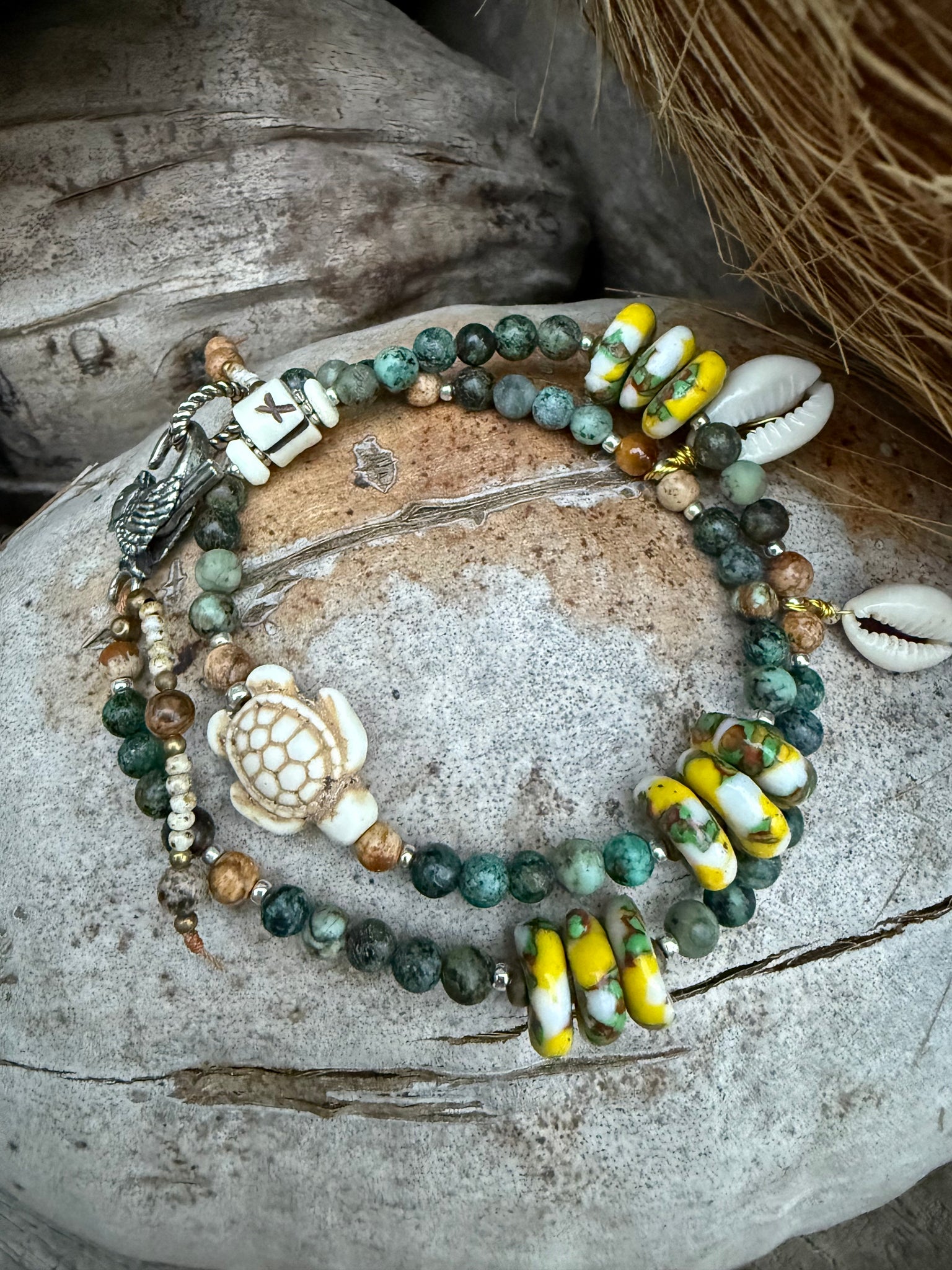 African Trade Bead Turquoise Bracelet