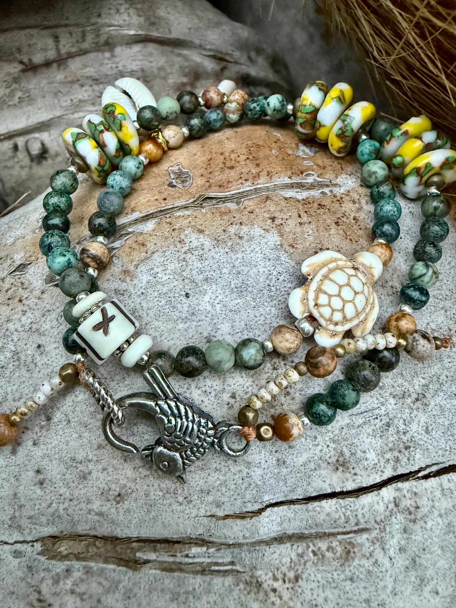 African Trade Bead Turquoise Bracelet