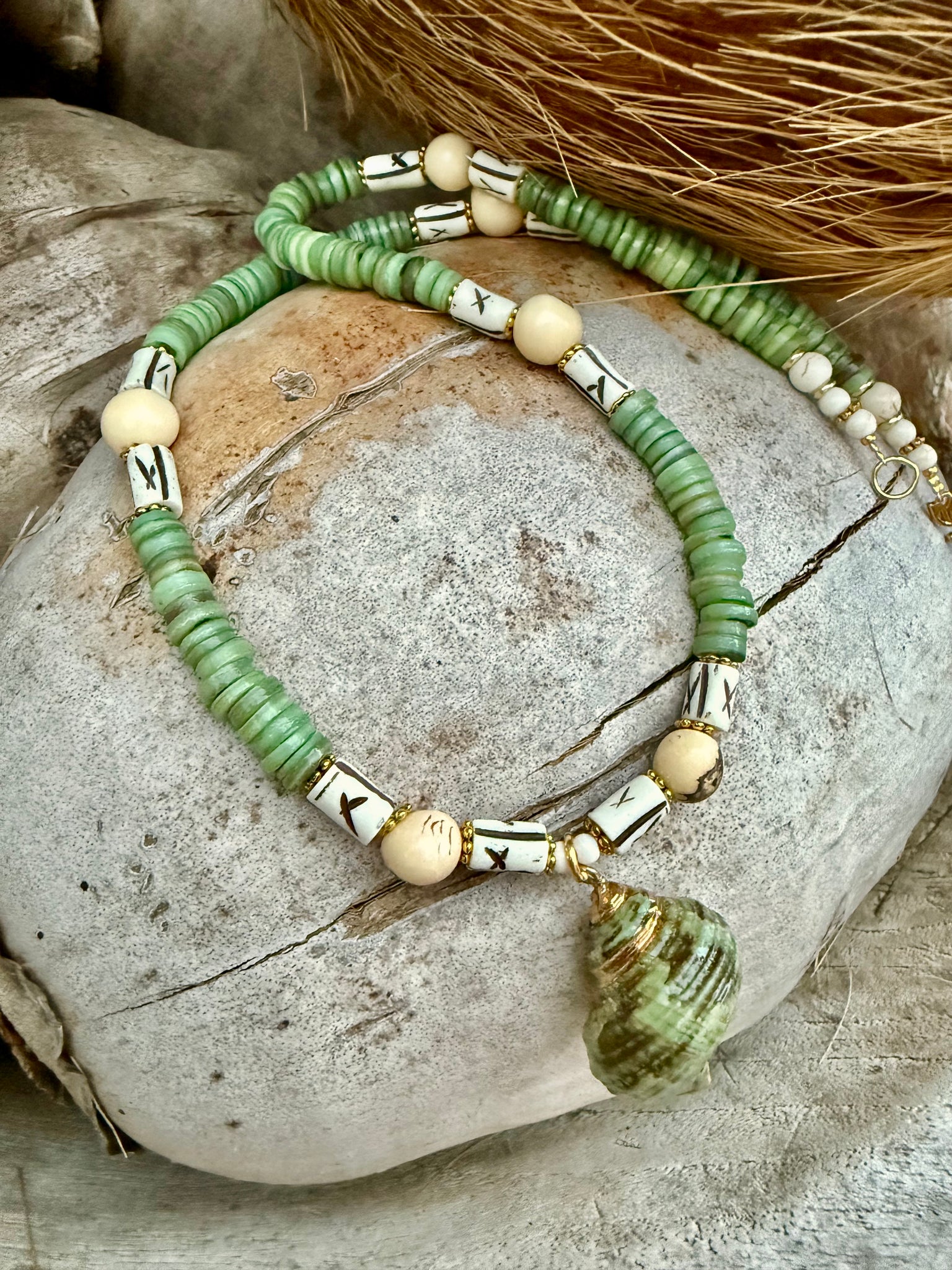 Green Islander Shell Necklace