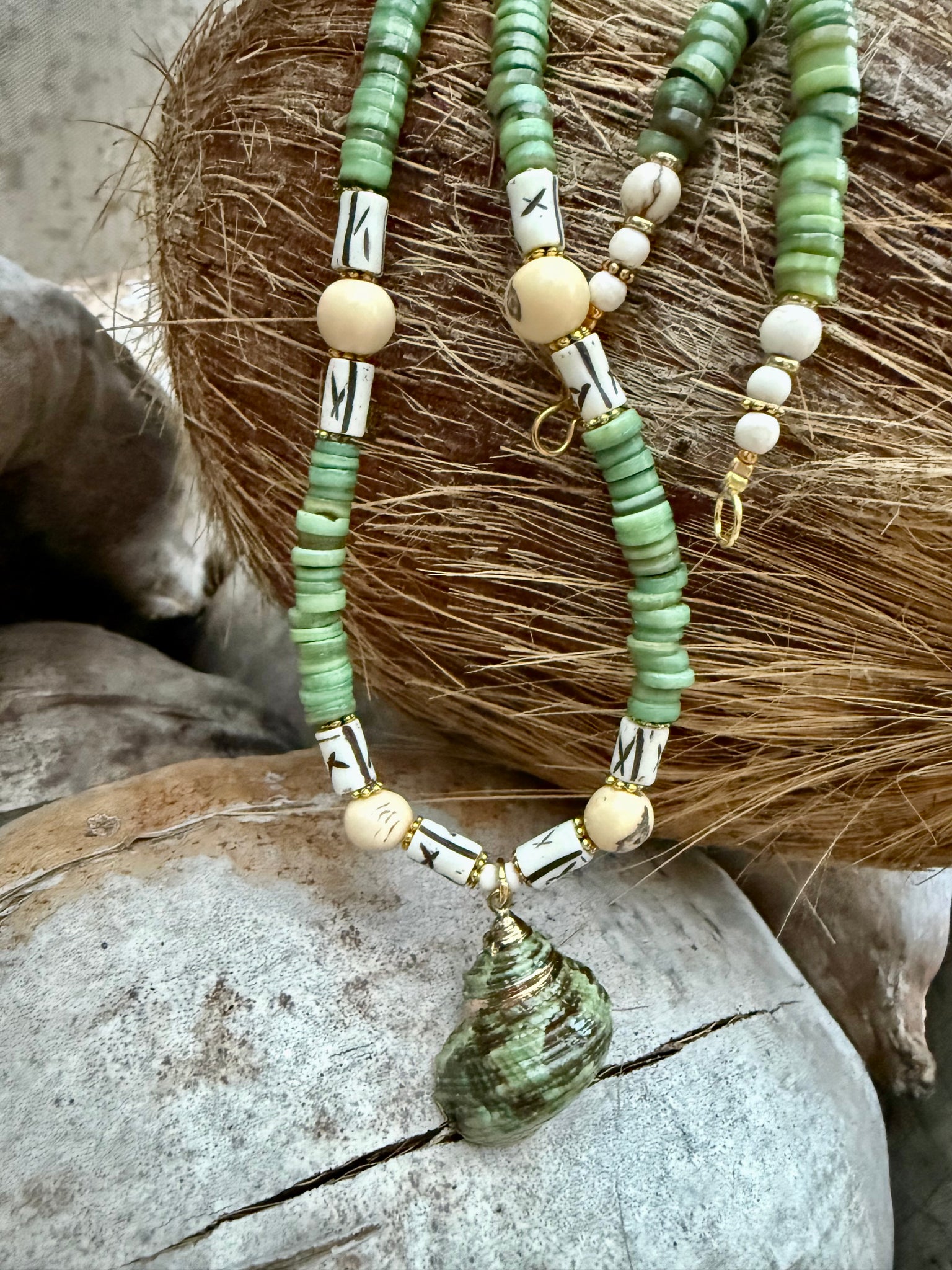 Green Islander Shell Necklace
