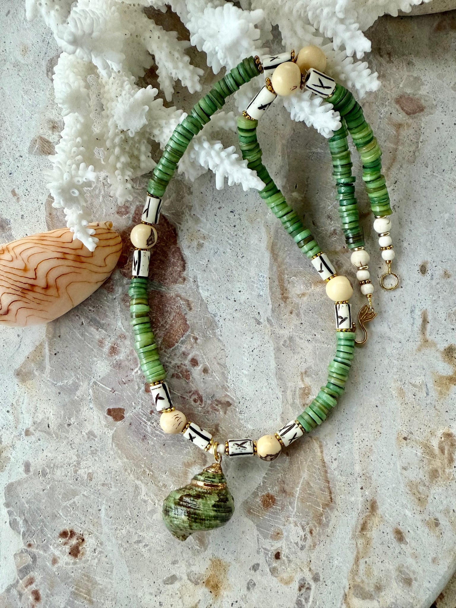 Green Islander Shell Necklace