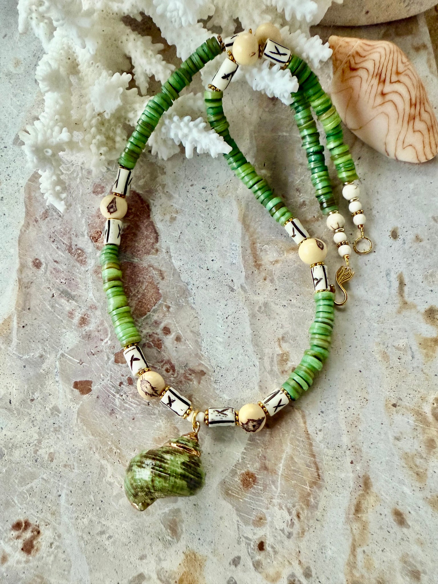 Green Islander Shell Necklace