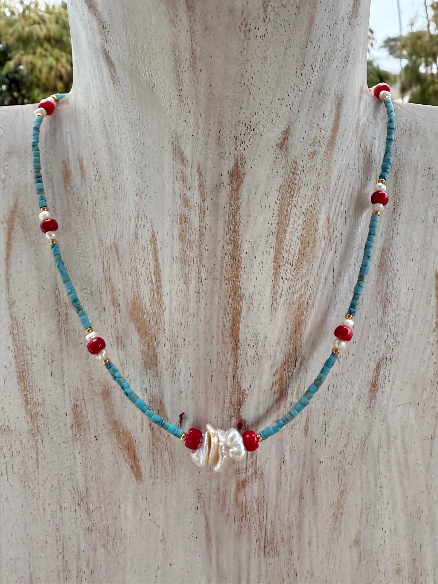Turquoise Stone Choker - Necklace