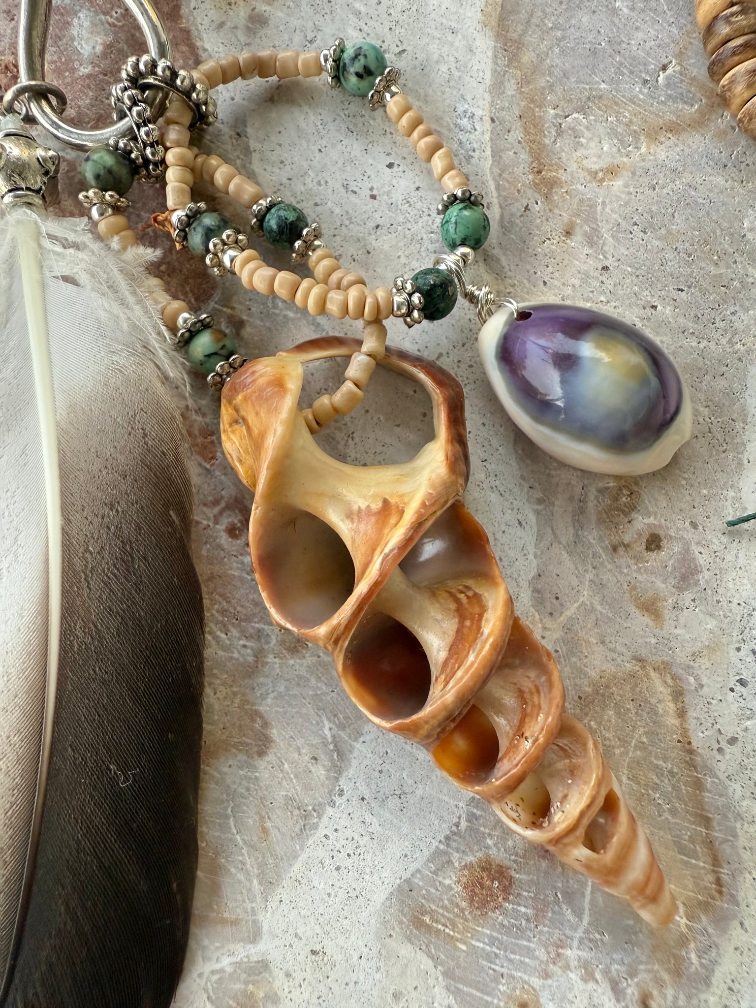 Bohemian Beaded Shell Necklace