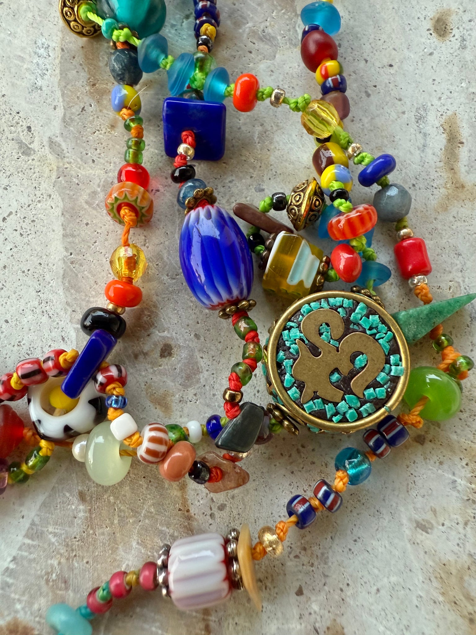 African Seed Bead Knotted Necklace