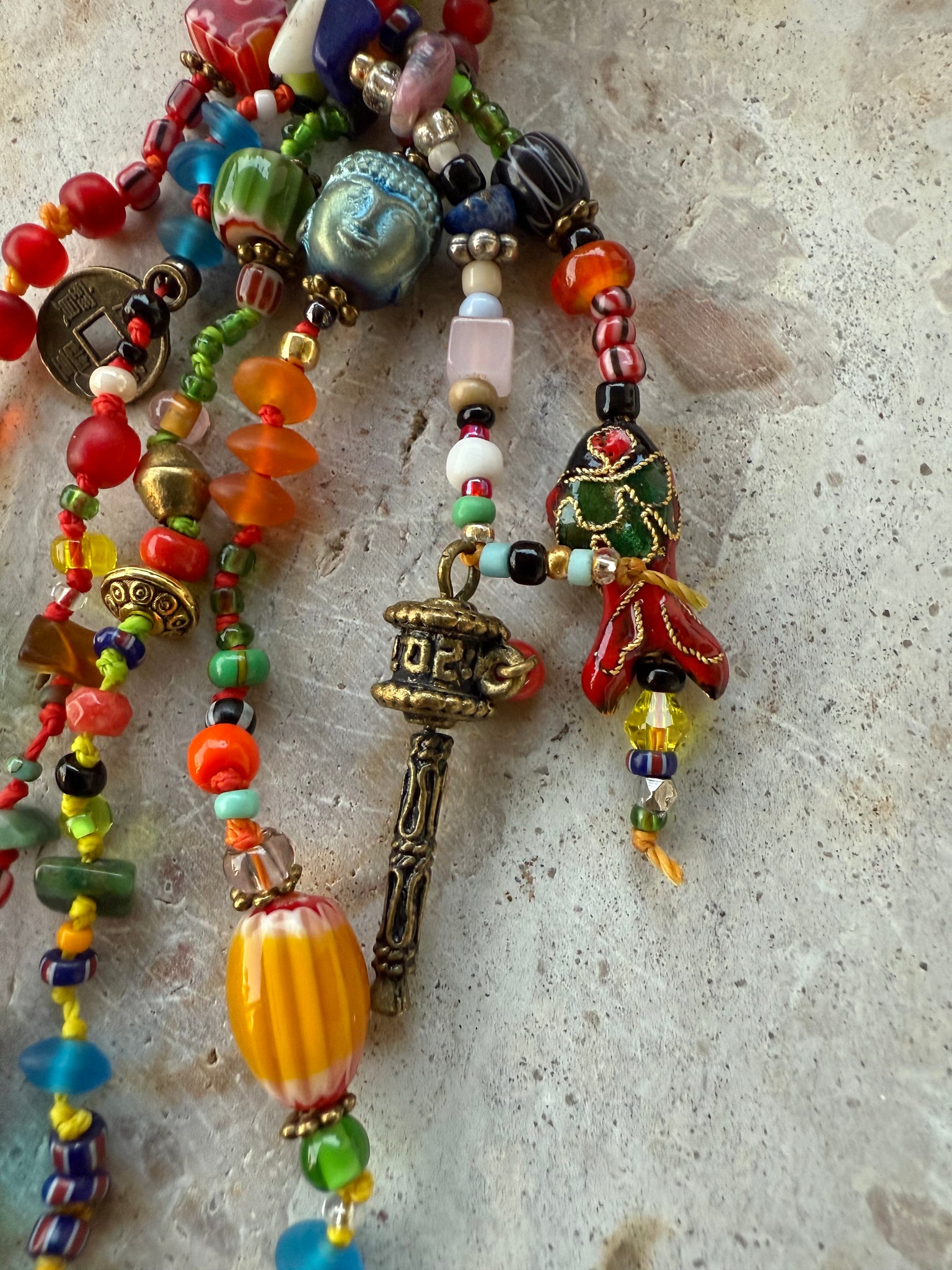 African Seed Bead Knotted Necklace