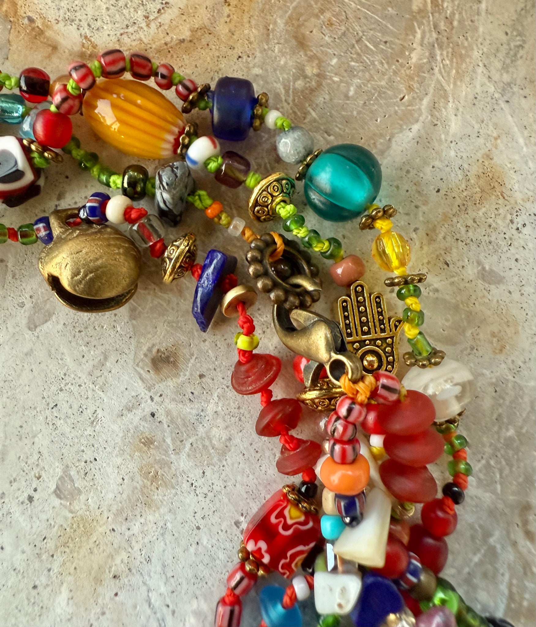 African Seed Bead Knotted Necklace
