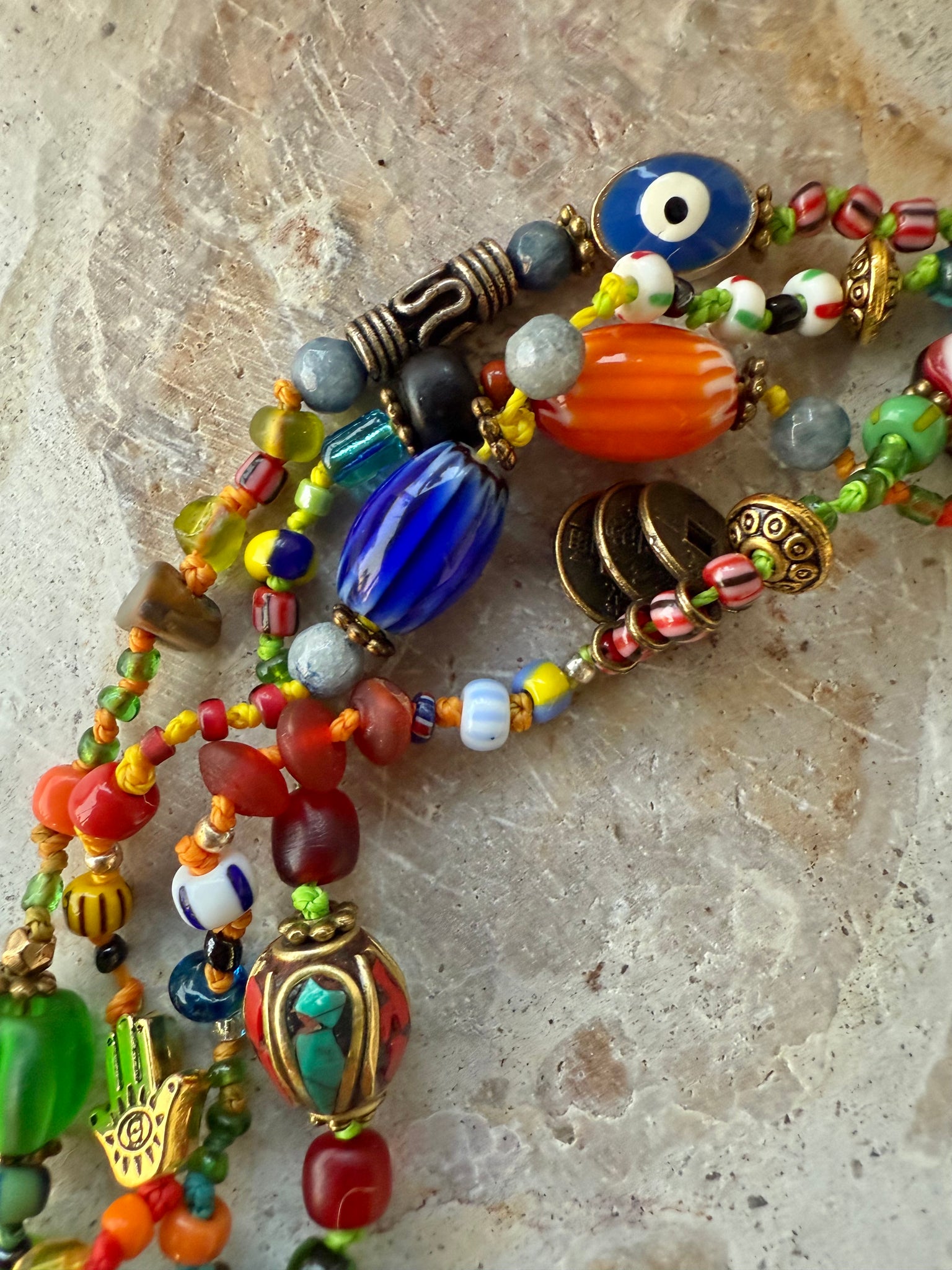 African Seed Bead Knotted Necklace