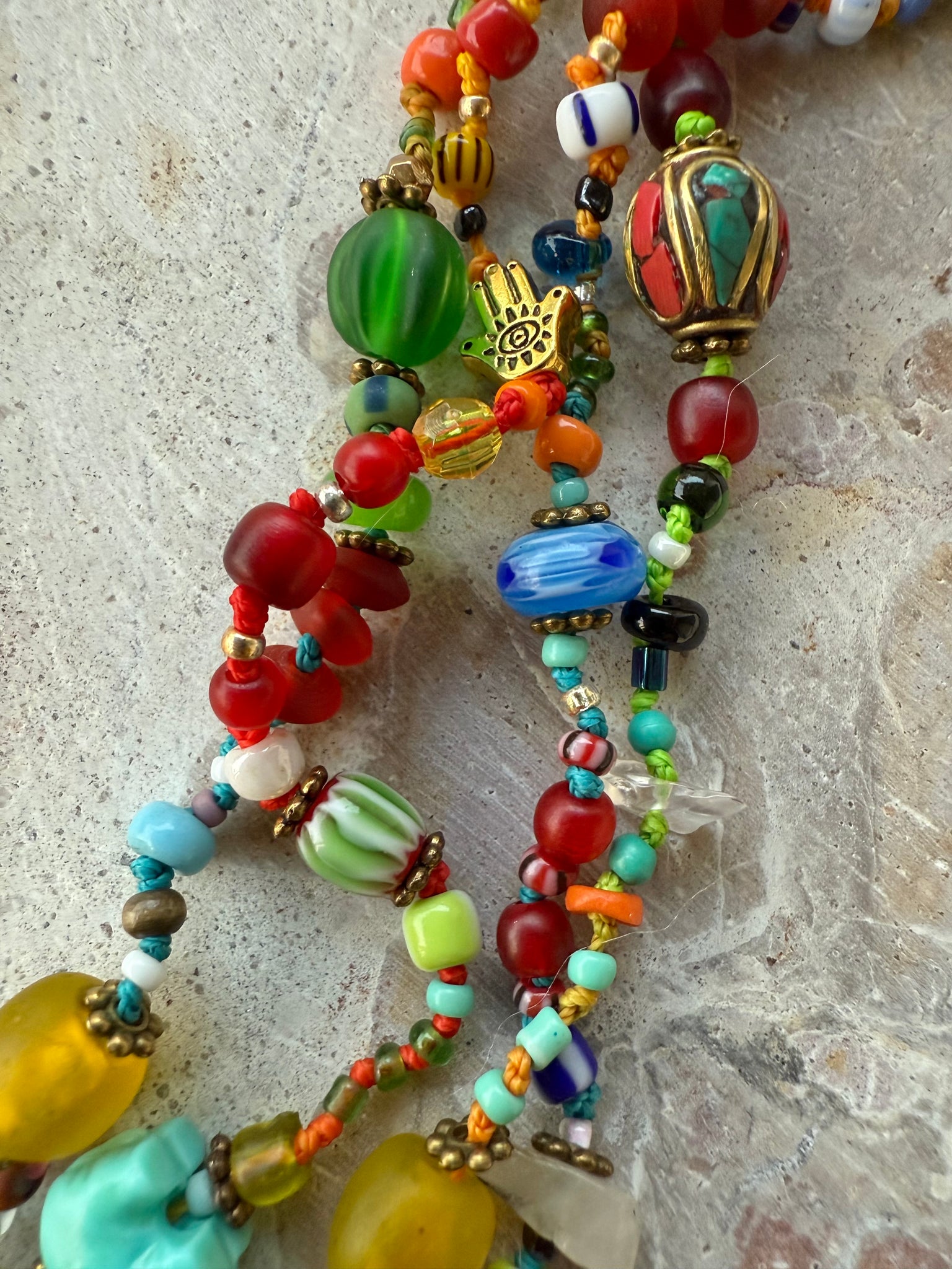 African Seed Bead Knotted Necklace