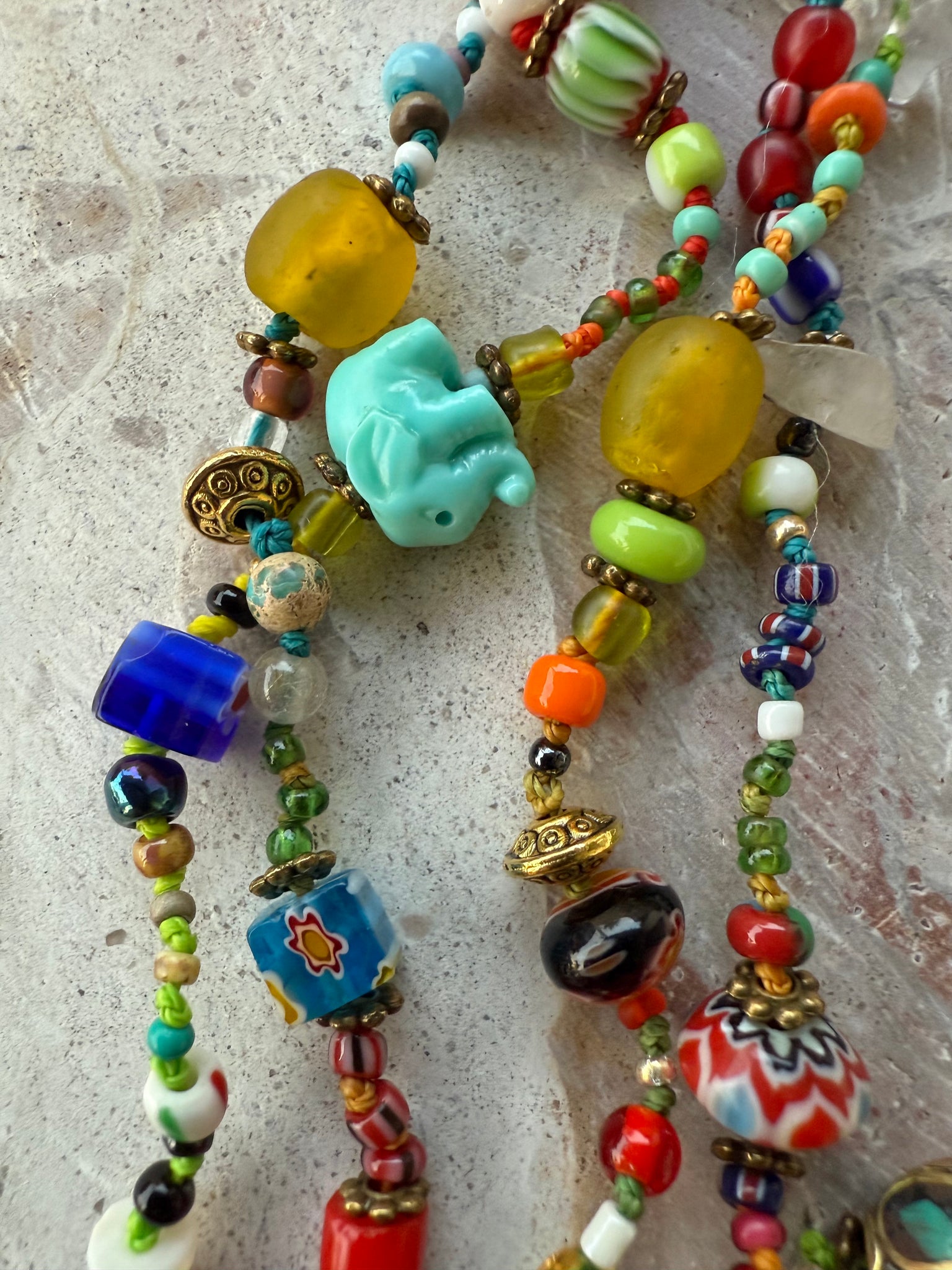 African Seed Bead Knotted Necklace