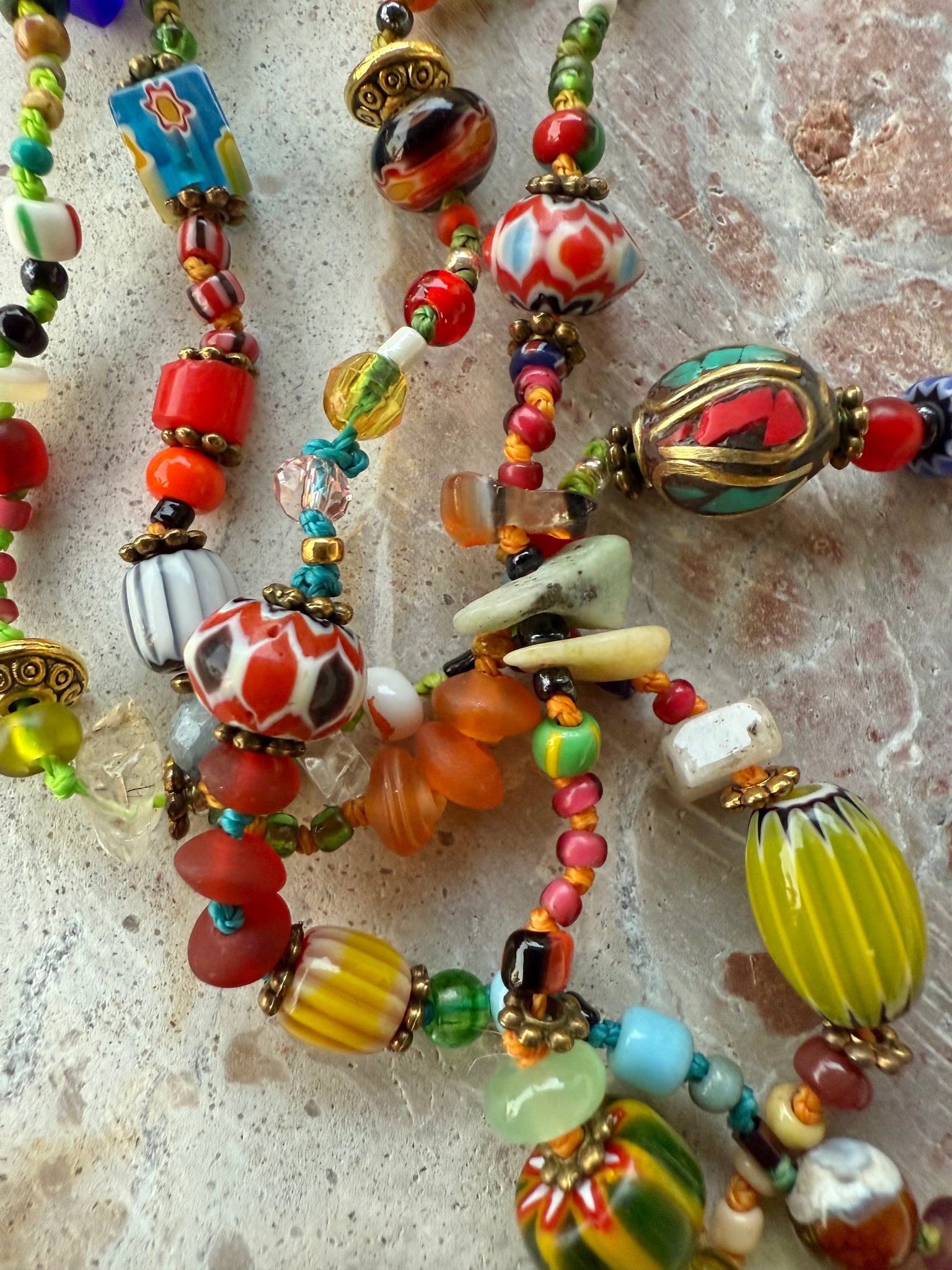 African Seed Bead Knotted Necklace