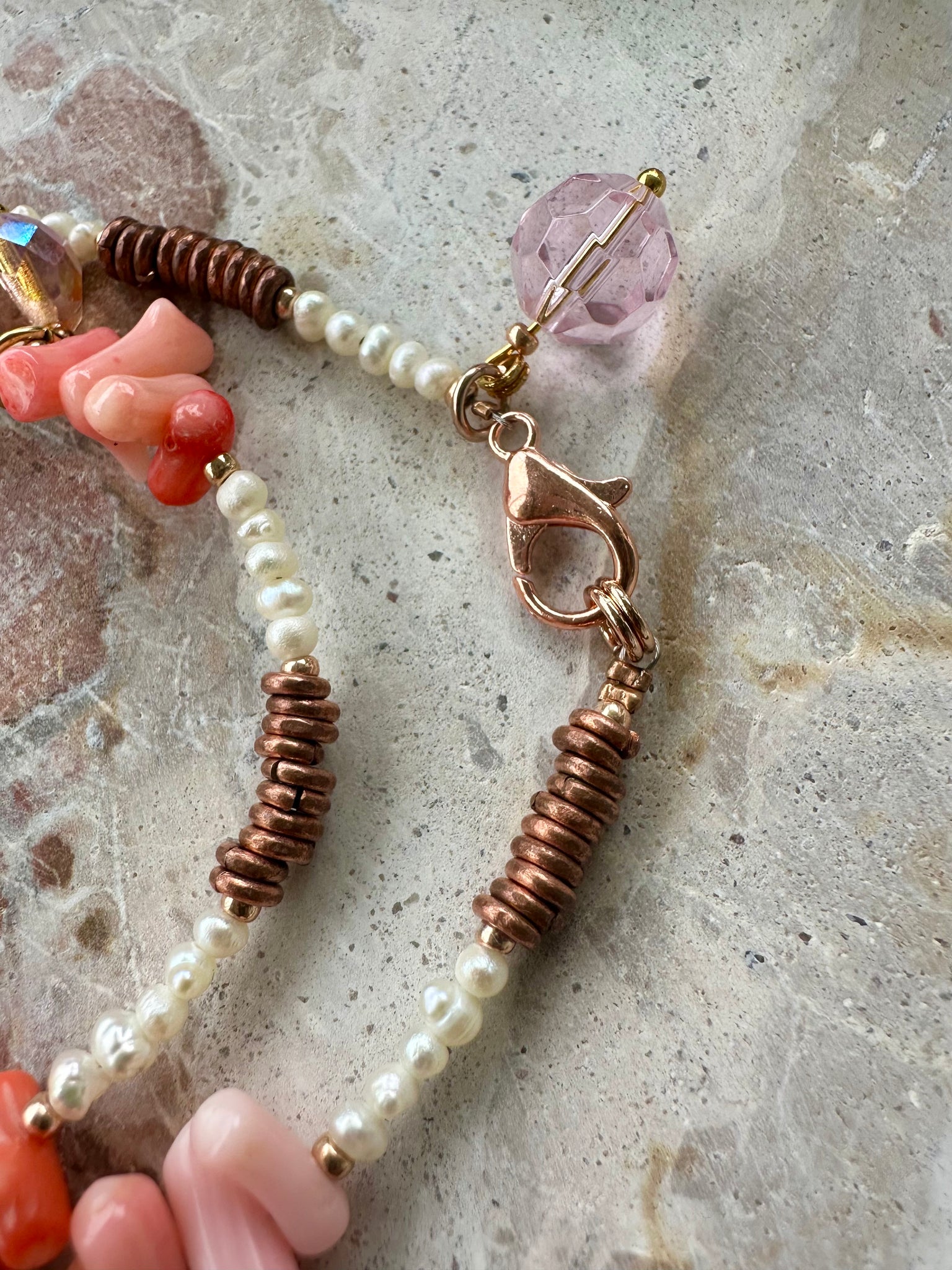 Pink Shell Pearl Wrap Bracelet
