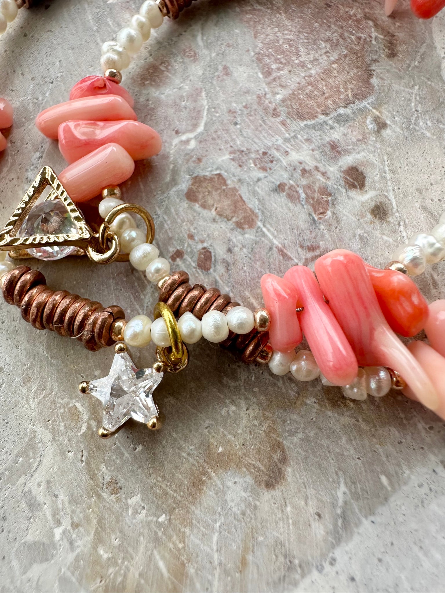 Pink Shell Pearl Wrap Bracelet