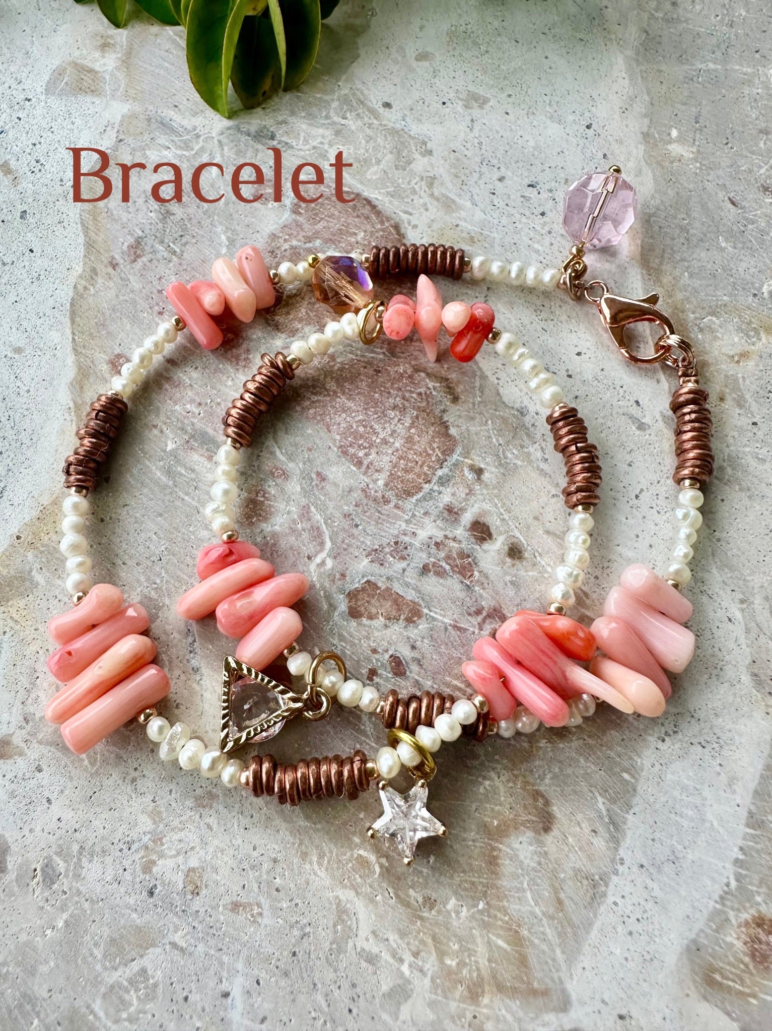 Pink Shell Pearl Wrap Bracelet