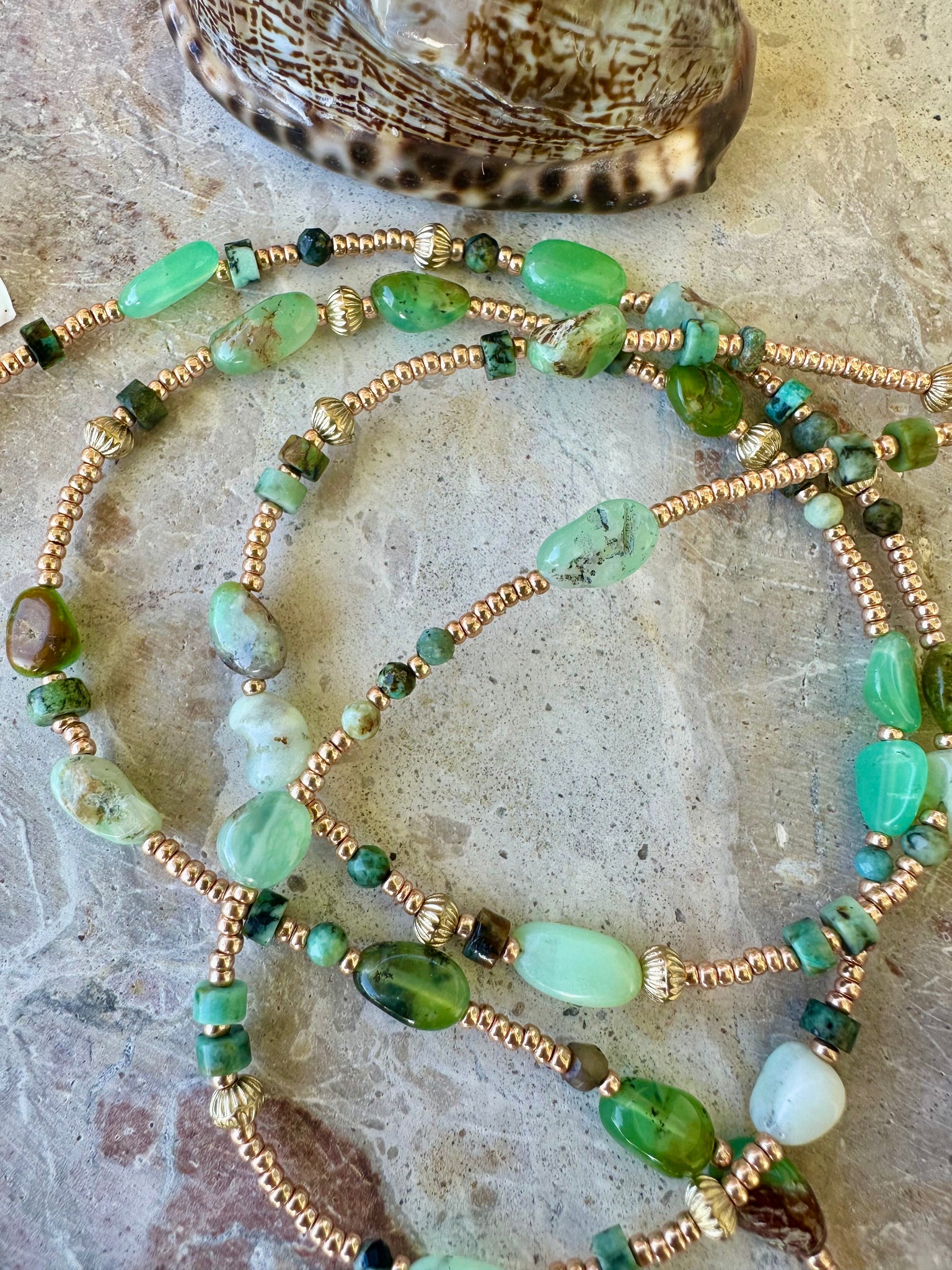 Turquoise Stone Beach Shell Necklace