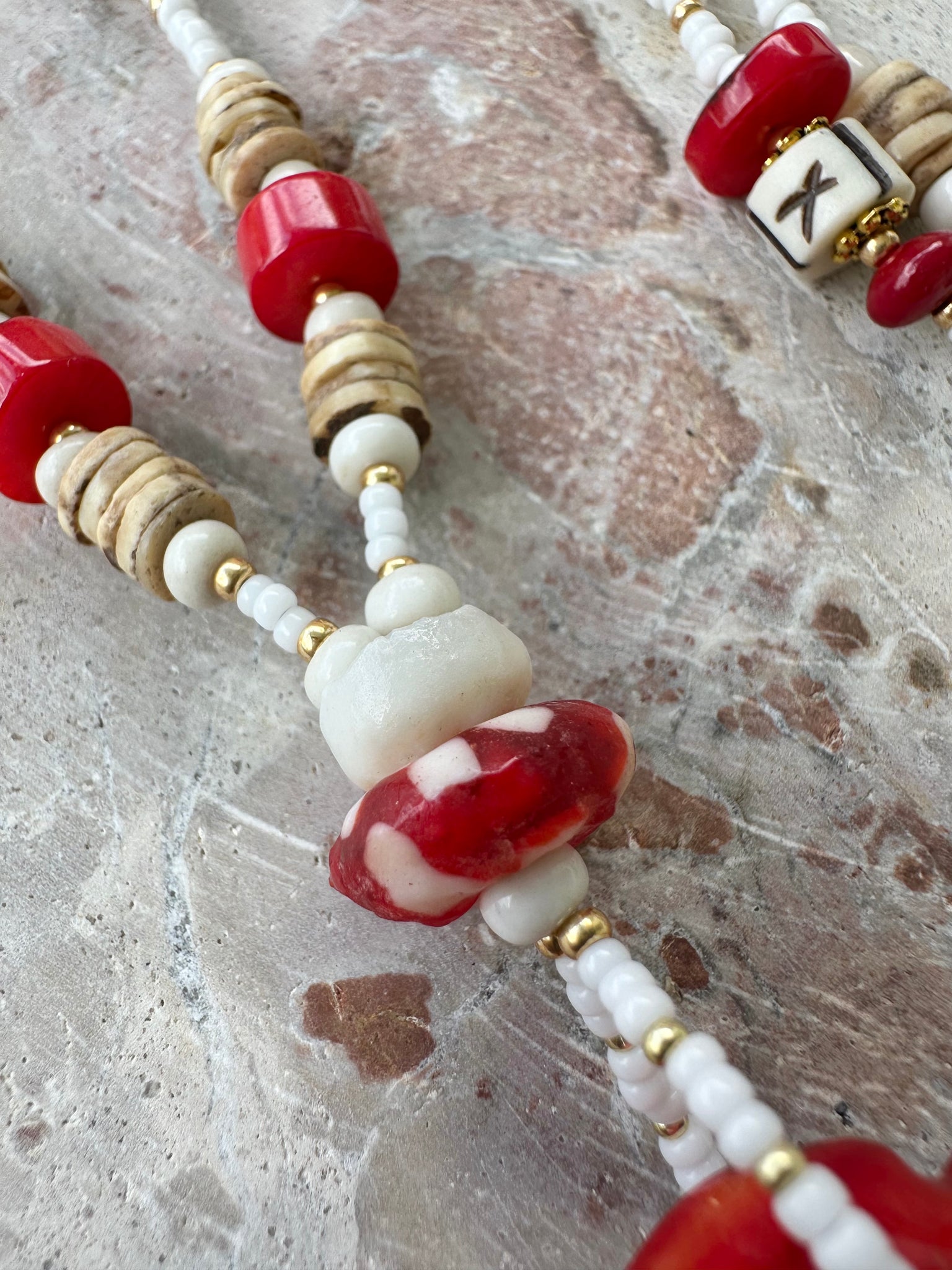 Islander Red Shell Beaded Necklace