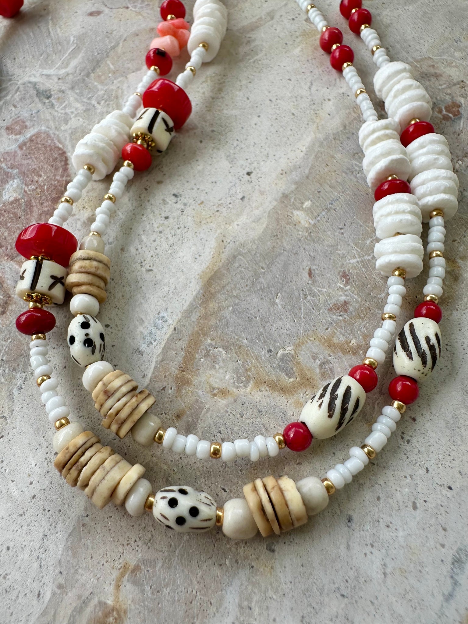 Islander Red Shell Beaded Necklace