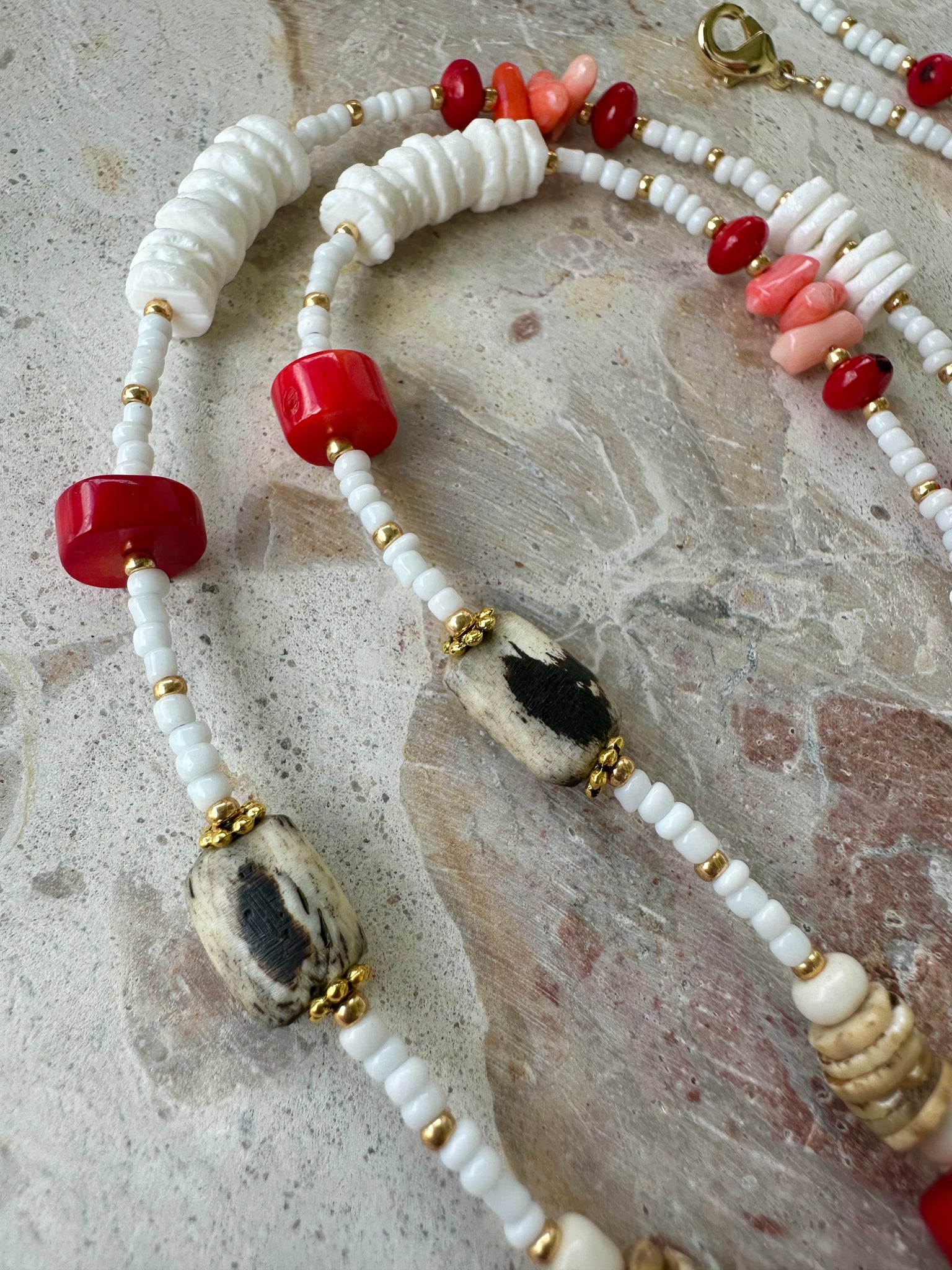 Islander Red Shell Beaded Necklace