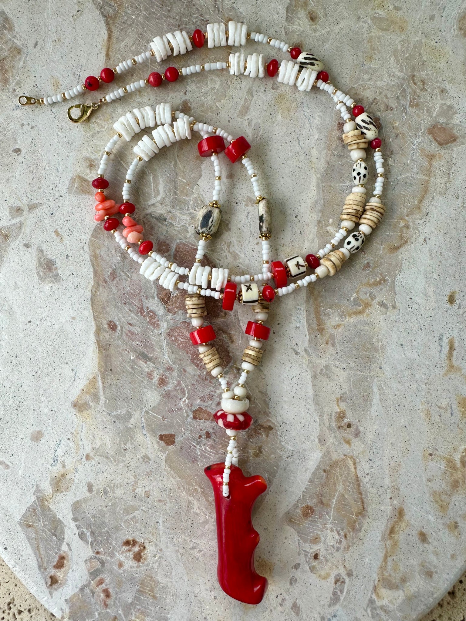 Islander Red Shell Beaded Necklace