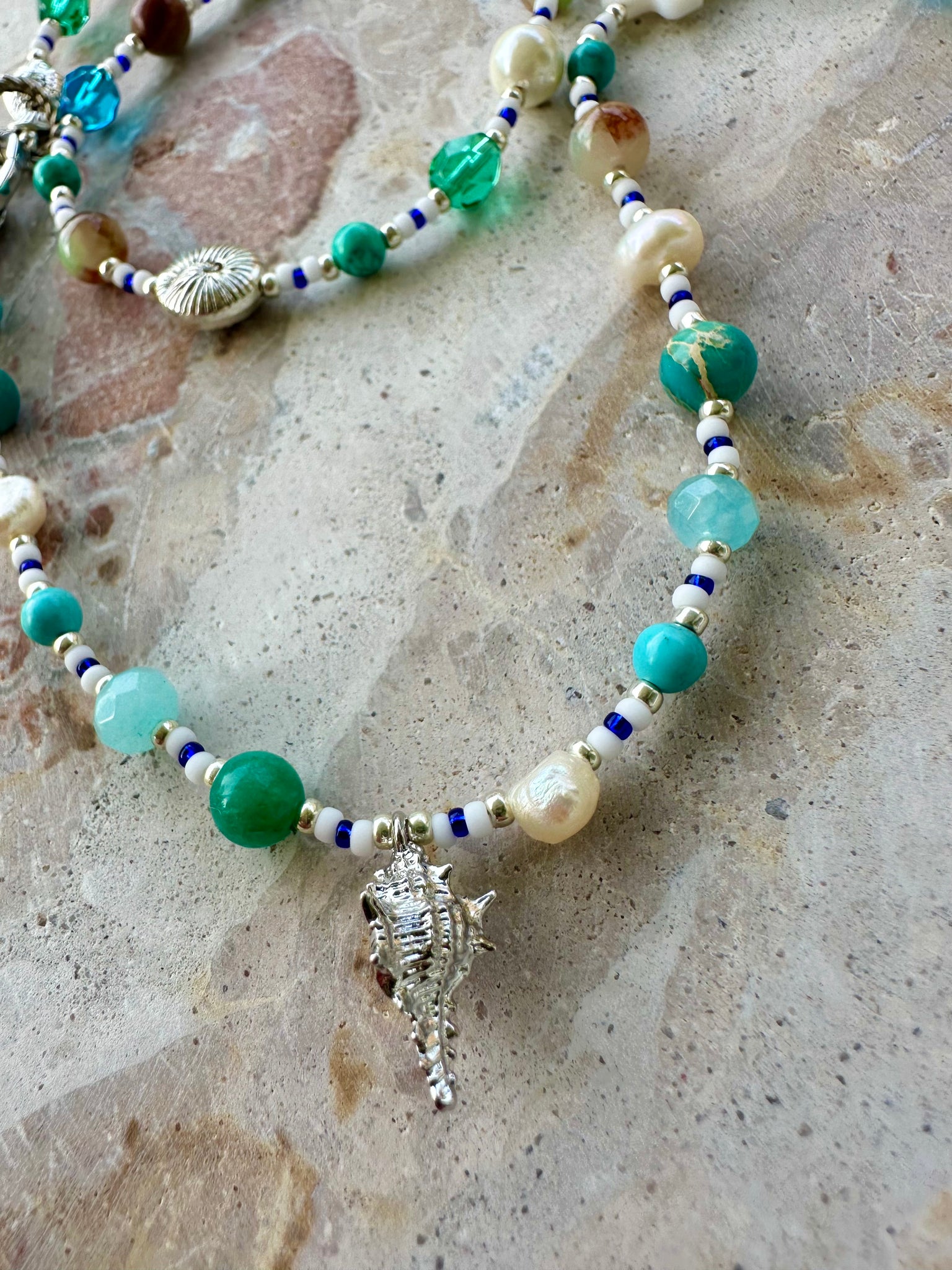Charm Seed Bead Wrap Blue Bracelet