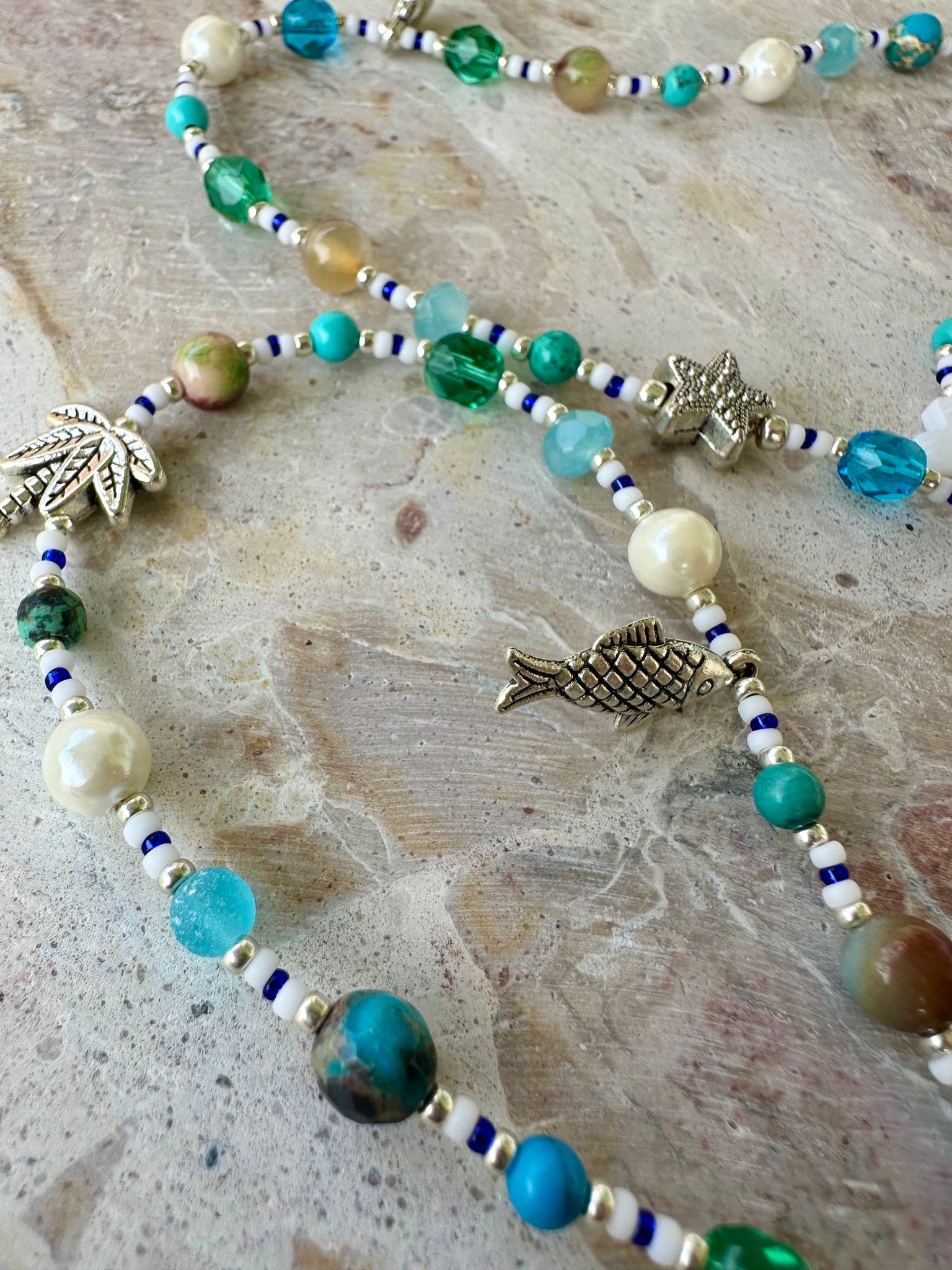 Charm Seed Bead Wrap Blue Bracelet