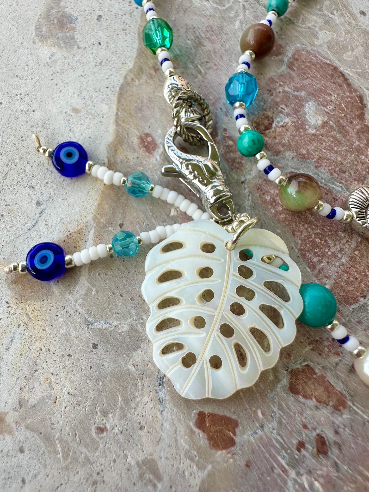 Charm Seed Bead Wrap Blue Bracelet