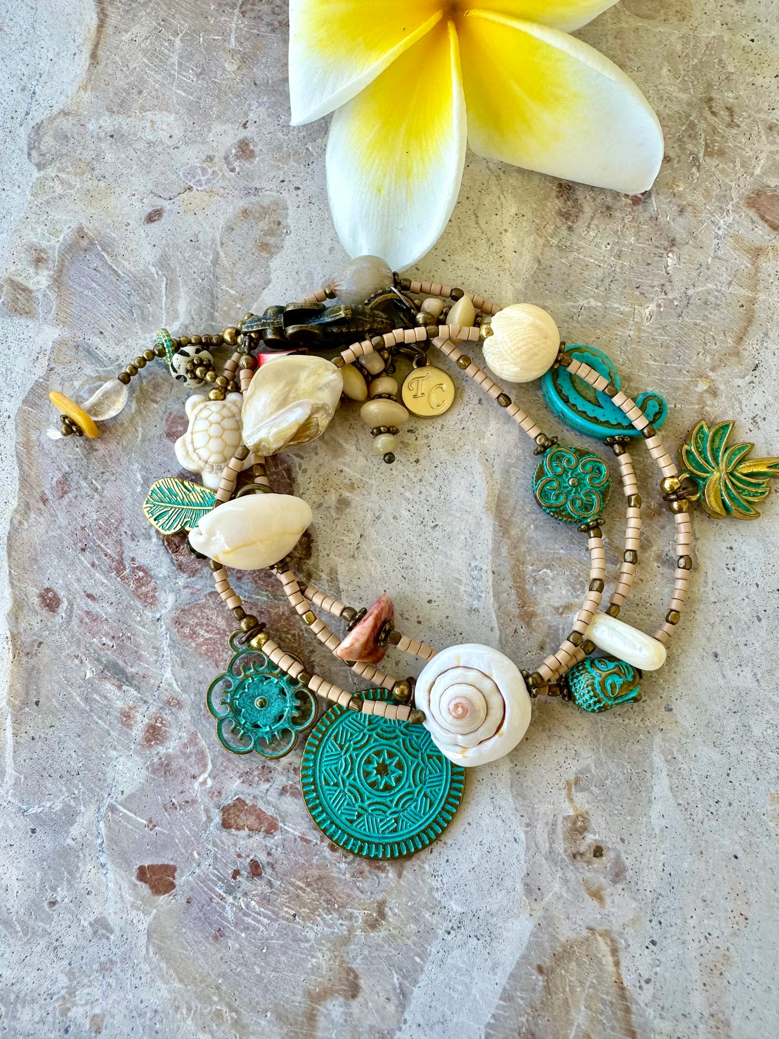 Shell Charm Boho Wrap Bracelet
