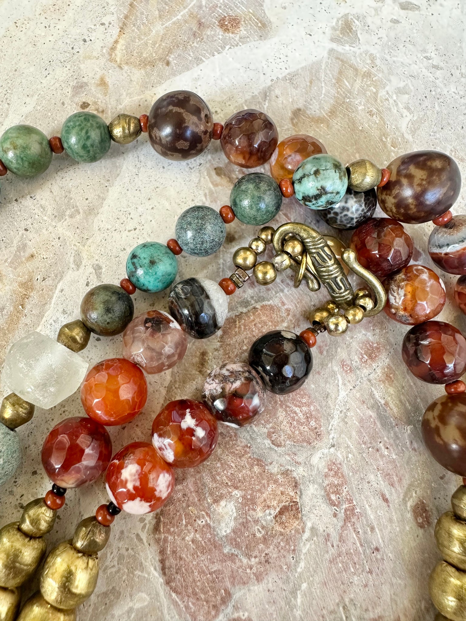 Boho African Sacred Cow Turquoise Necklace