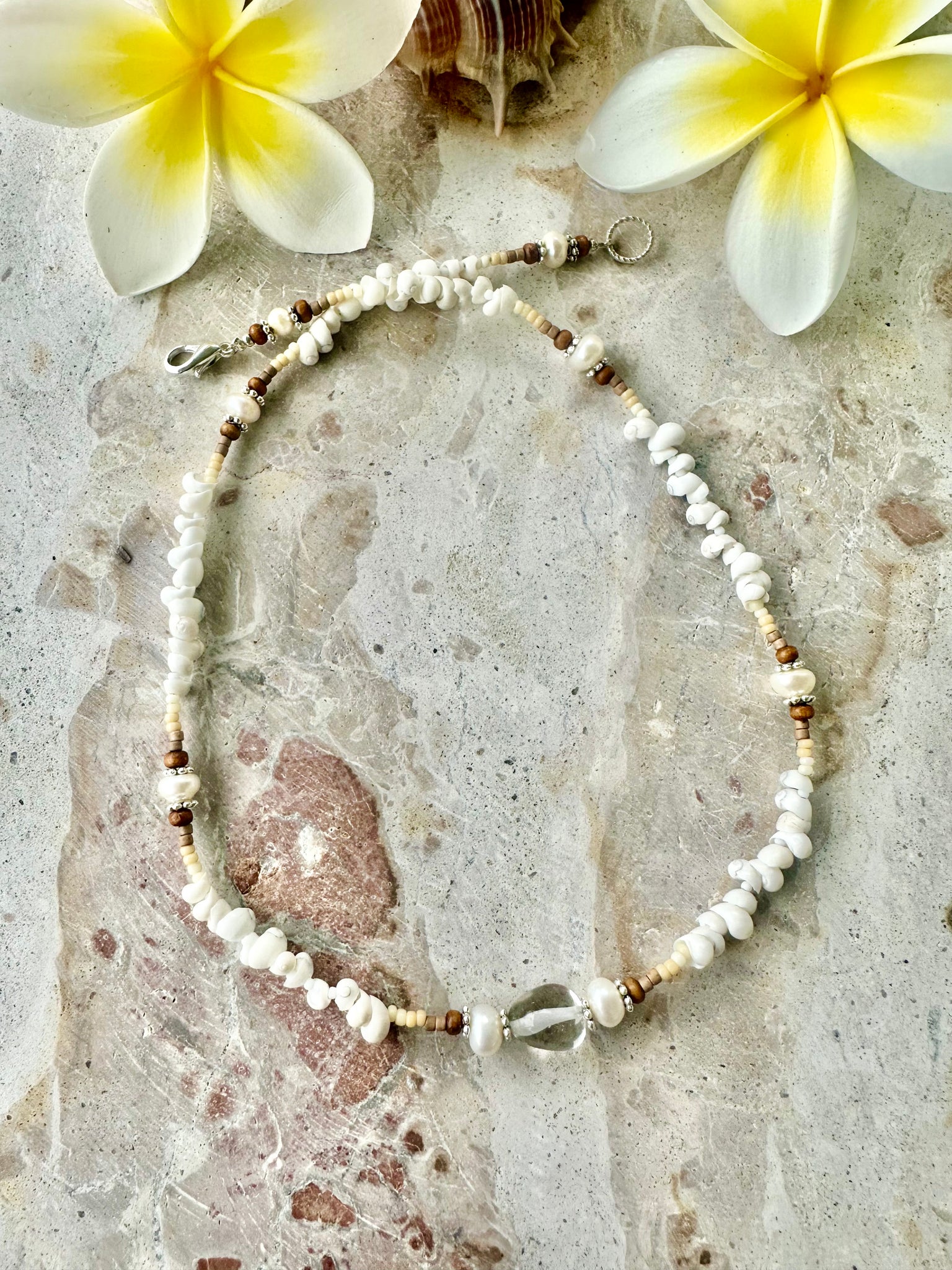 Amalfi White Shell Beaded Necklace