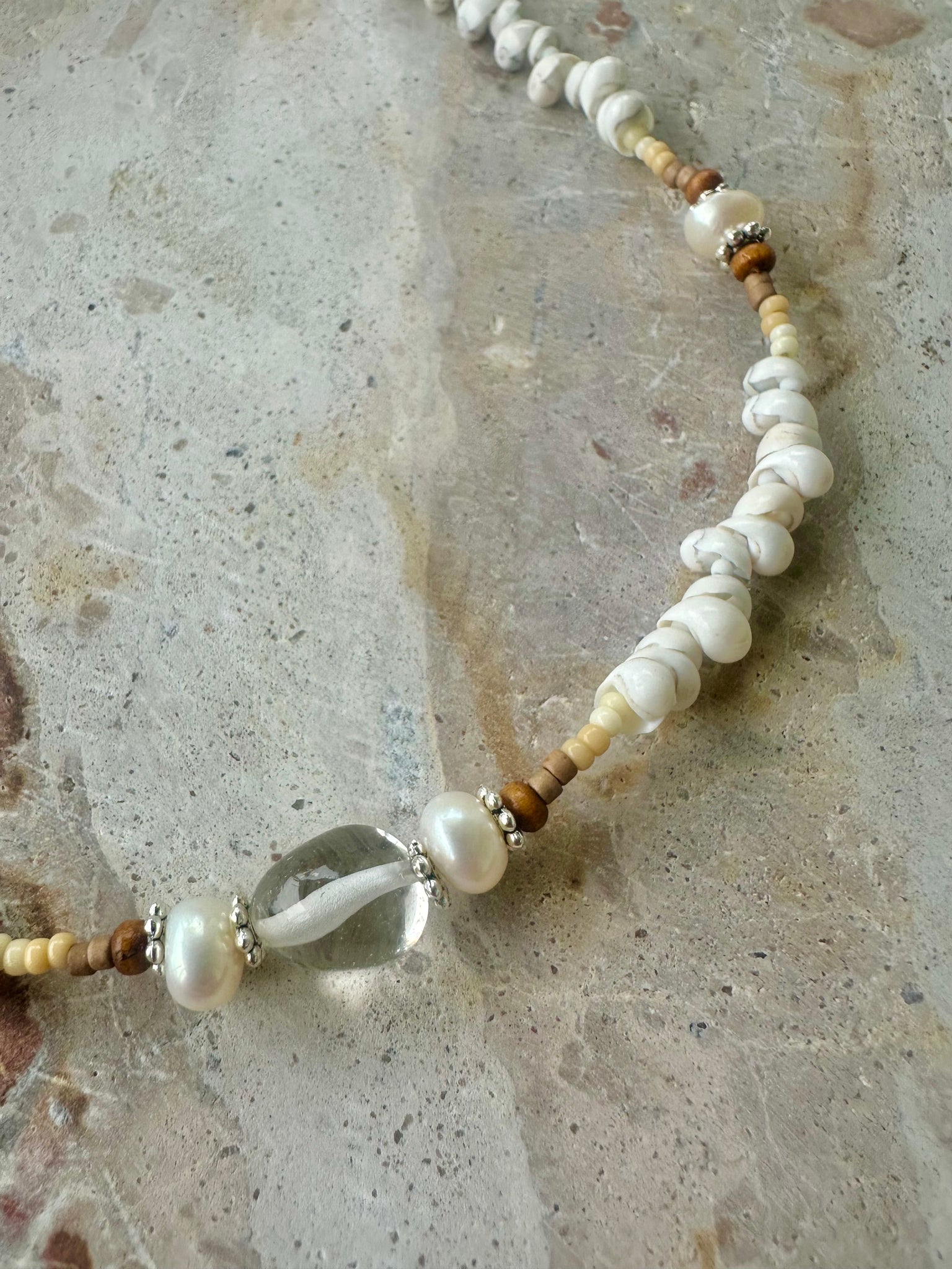 Amalfi White Shell Beaded Necklace