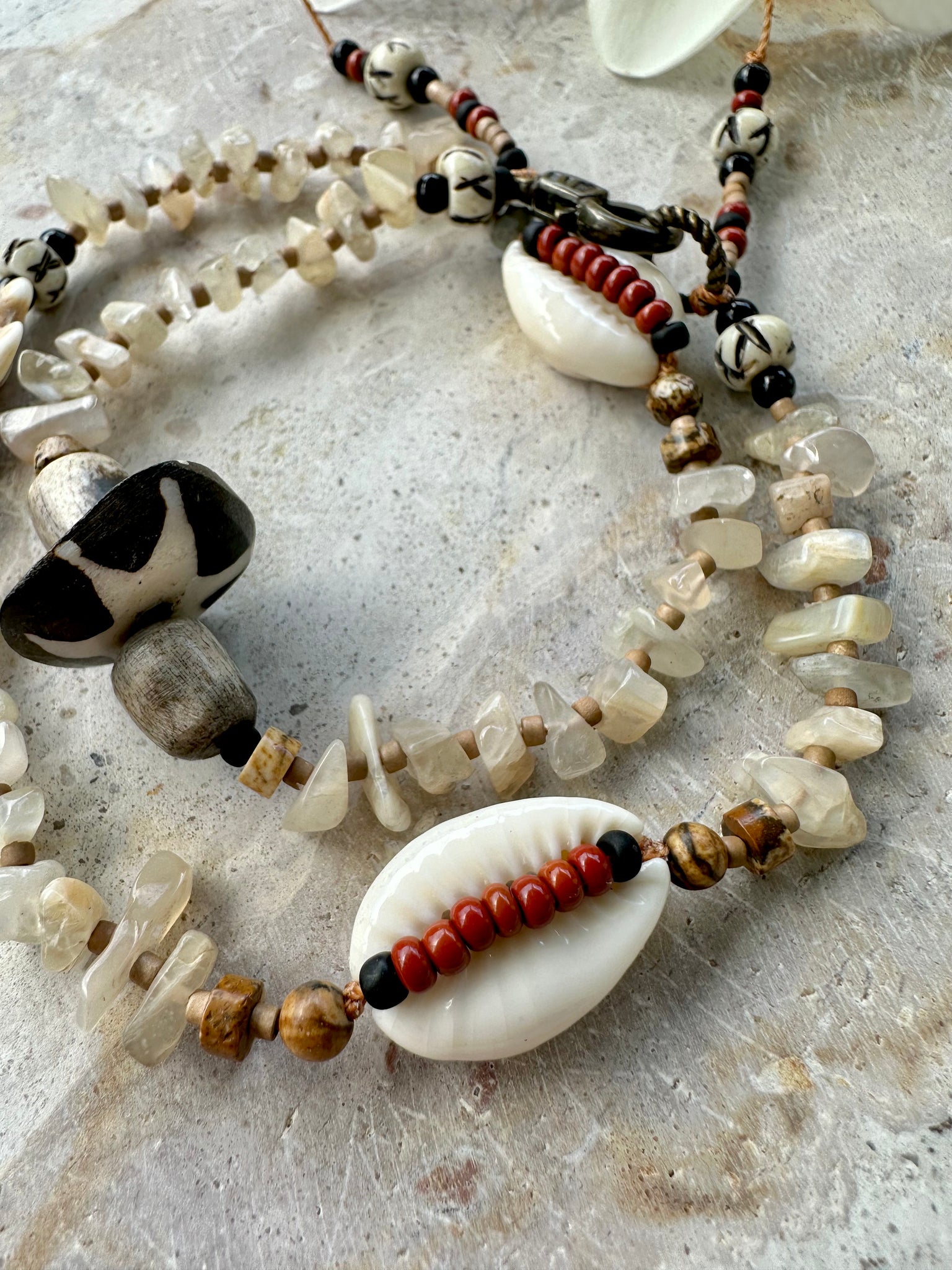 Tribal Cowrie Shell Stone Bracelet